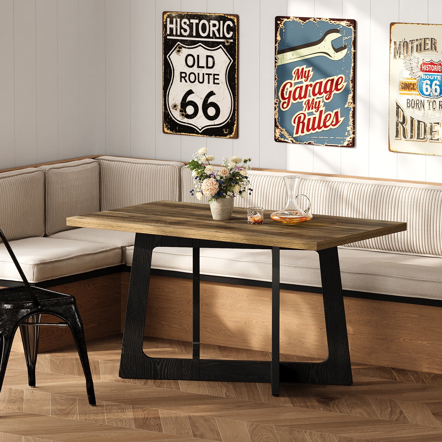 Tribesigns Mesa de comedor de 120 x 79 cm para 2-4 personas con base robusta