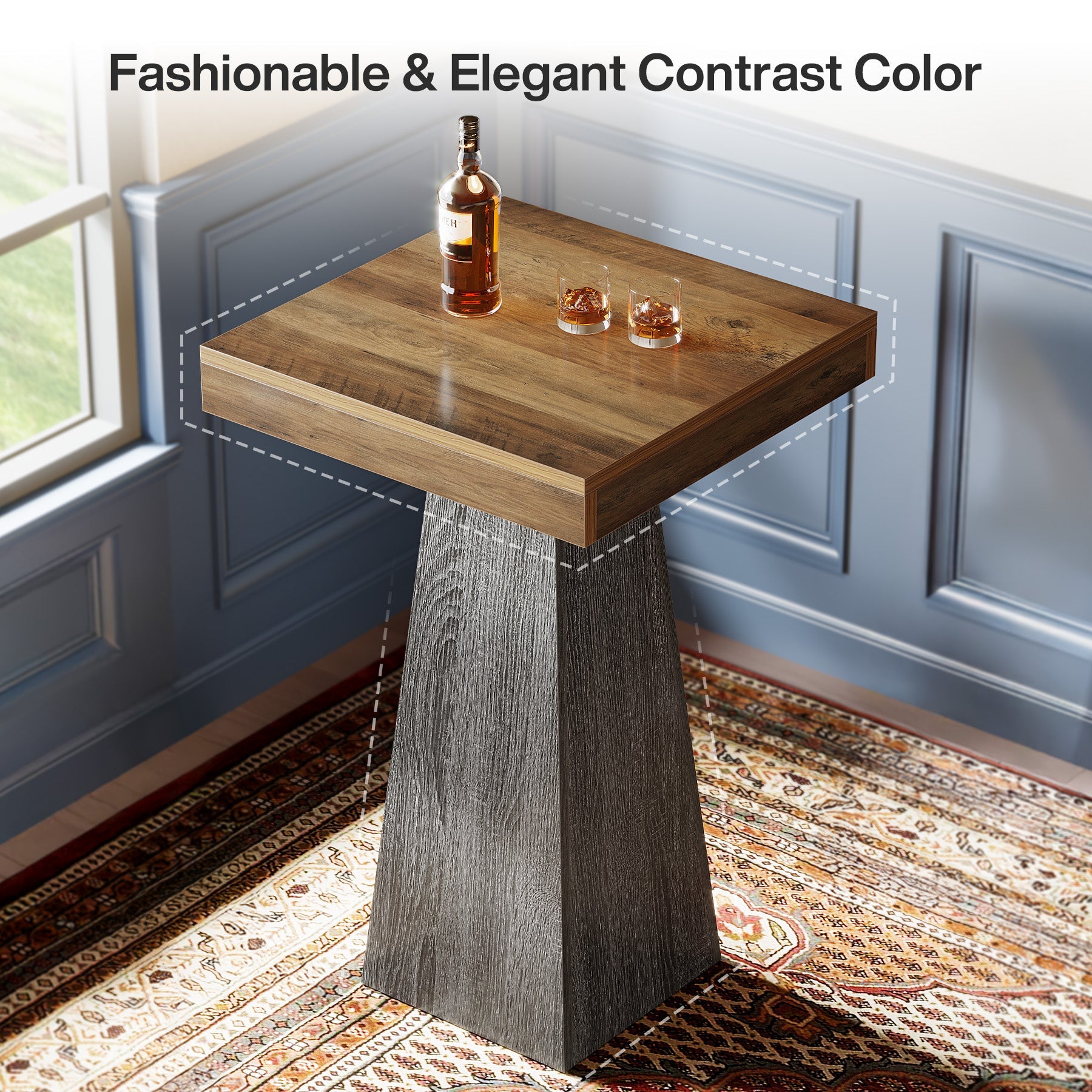 Tribesigns Mesa de bar de 102 cm de altura, Mesa cuadrada de pie para espacios pequeños con base estable