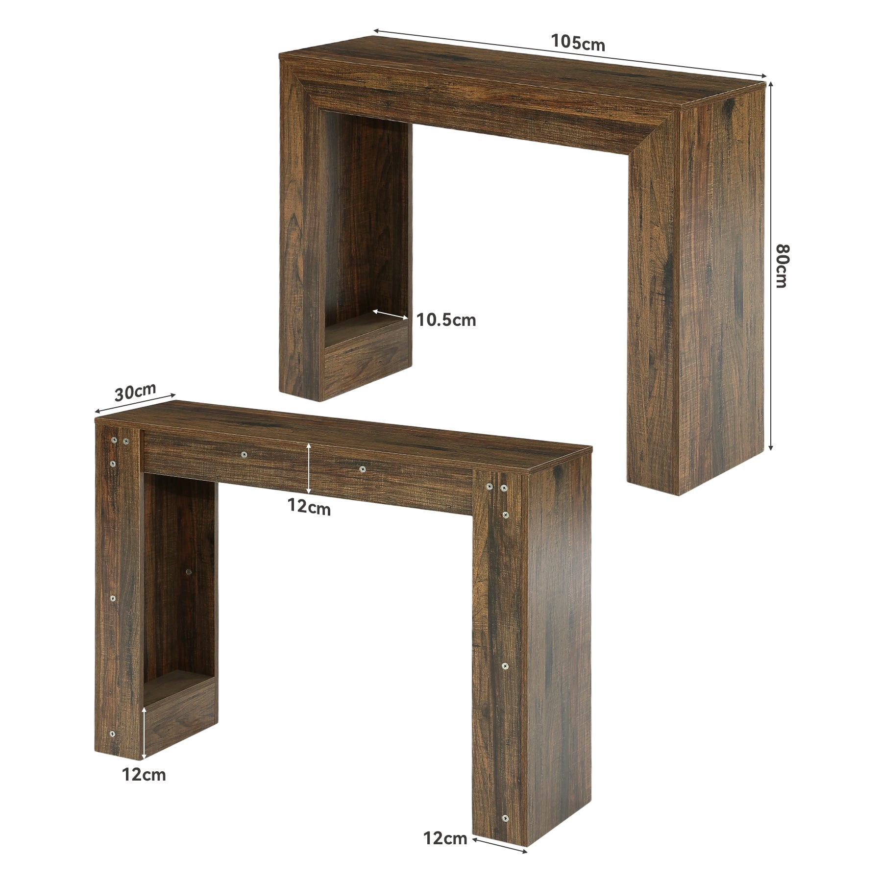 Tribesigns Consola estrecha de 105 cm, Mesa de recibidor con aspecto de madera Mesa auxiliar estable con doble base