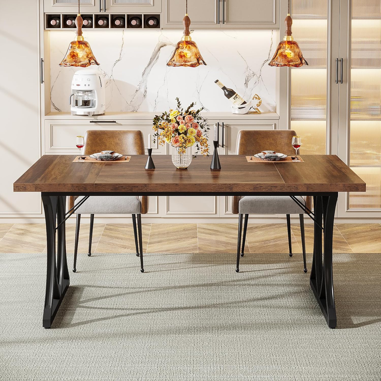 Tribesigns Mesa de comedor moderna para 6 personas, Mesa de salón rectangular