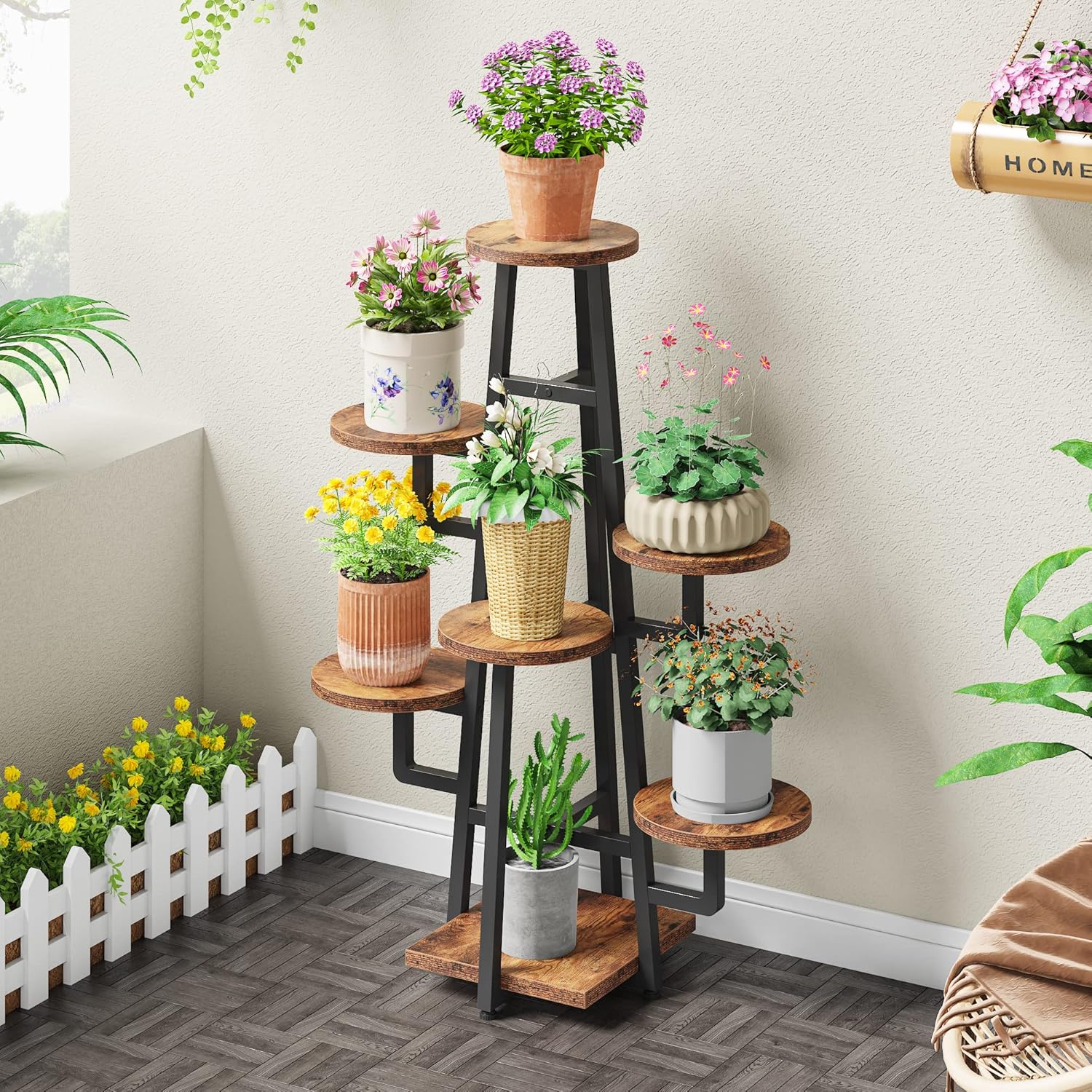 Tribesigns Estante para plantas de interior de 7 niveles, Estante grande para varias plantas