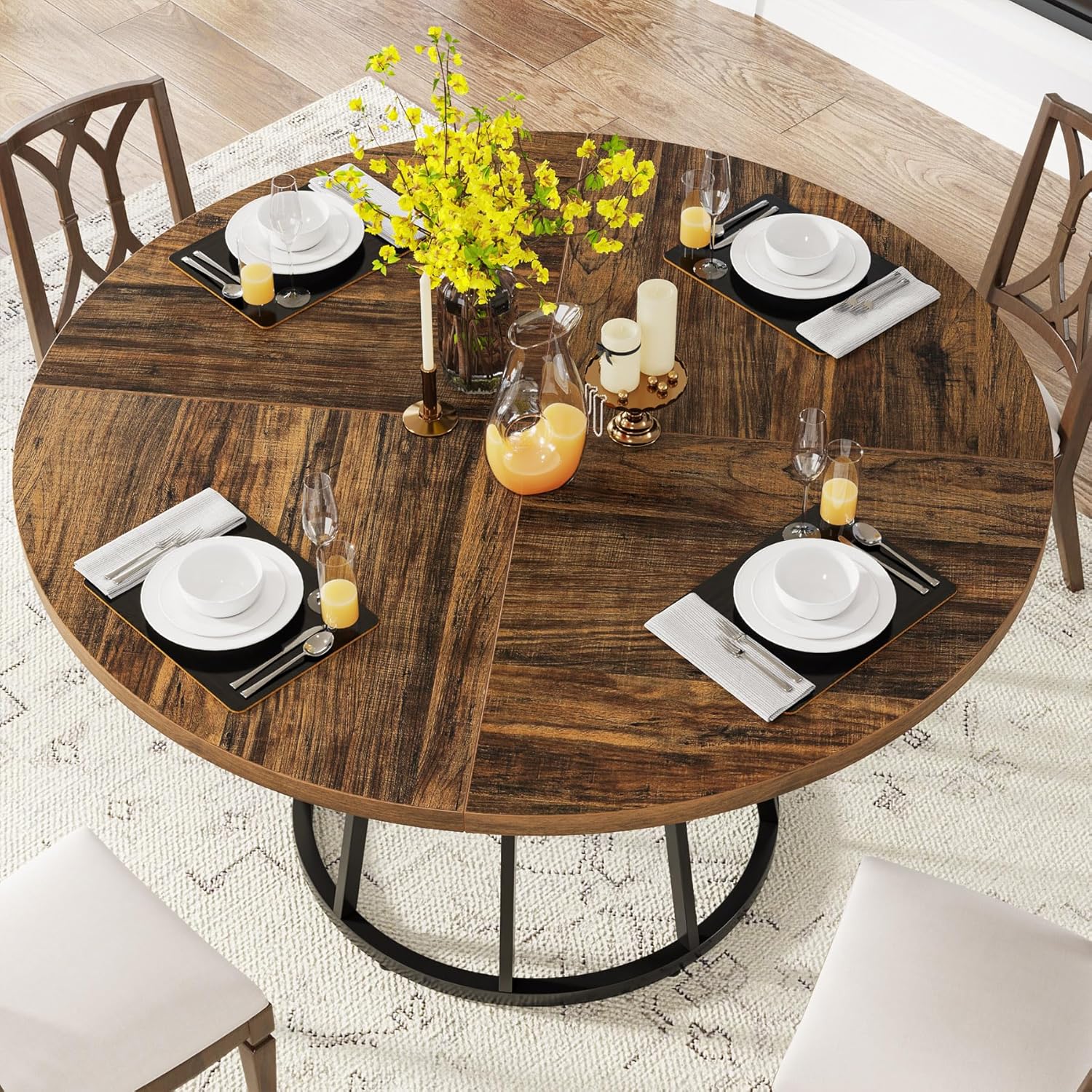 Tribesigns Mesa de Comedor Redonda para 4 Personas, Mesa de Comedor Círculo