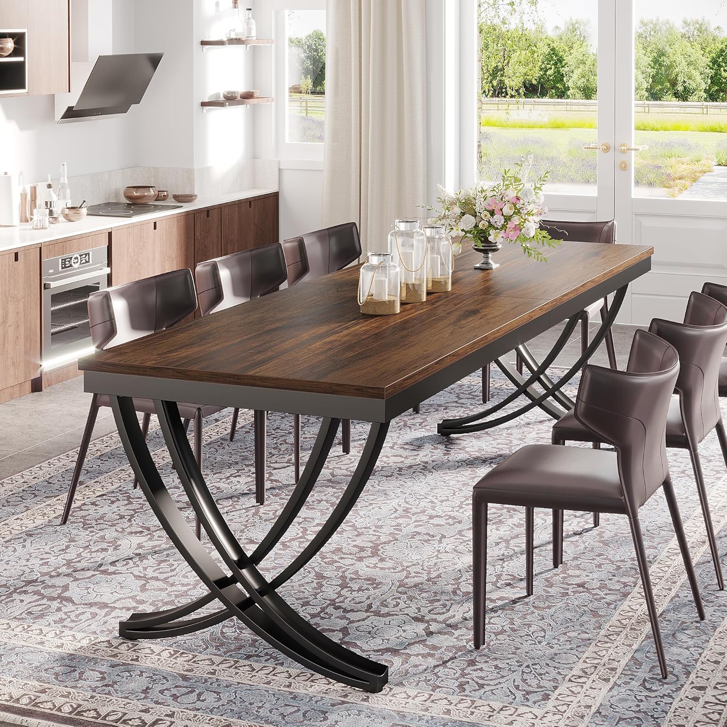 Tribesigns Mesa de comedor grande, Mesa de comedor rectangular para 6-8 personas
