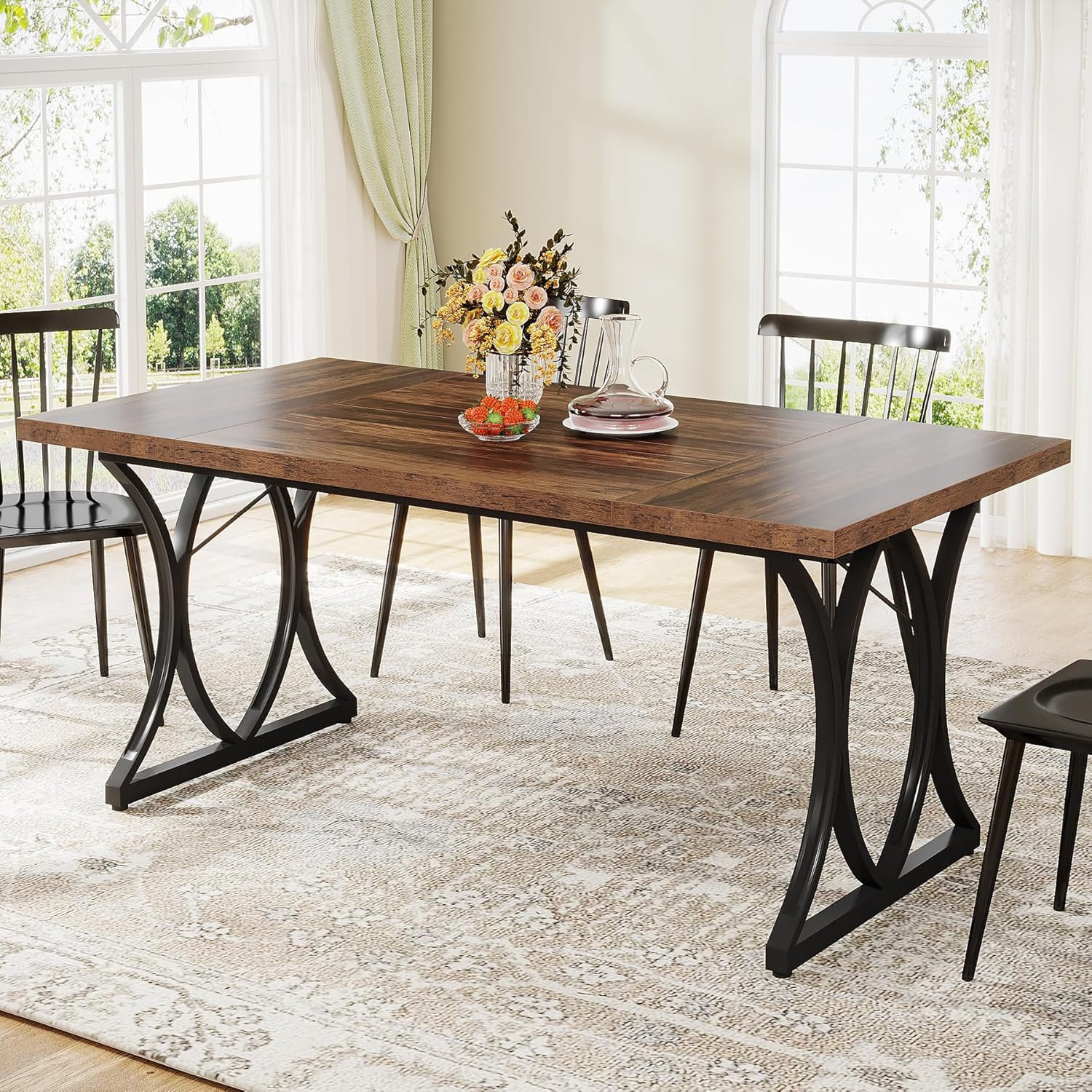 Tribesigns Mesa de comedor moderna para 6 personas, Mesa de salón rectangular