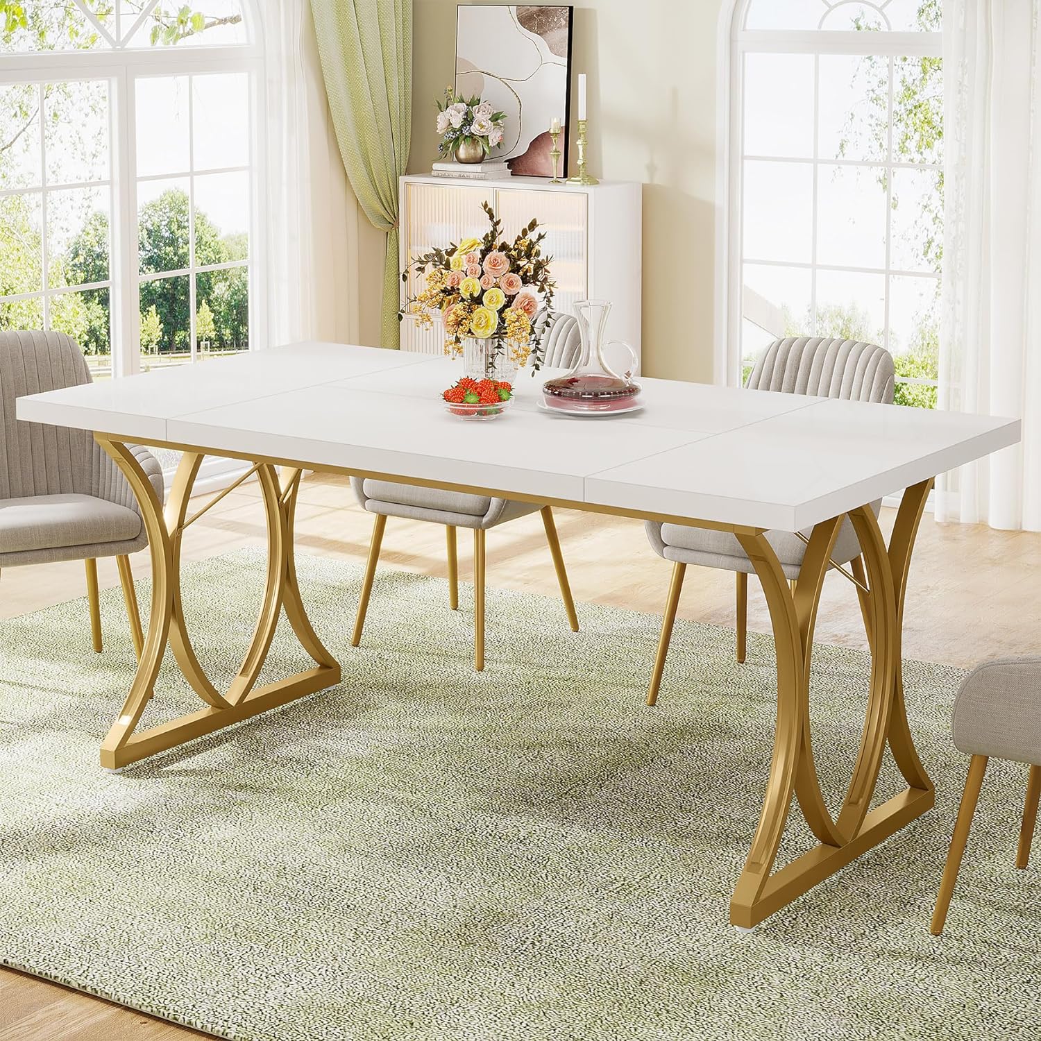 Tribesigns Mesa de comedor moderna para 6 personas, 63 pulgadas de largo x 31 pulgadas
