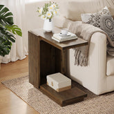 Tribesigns Mesa auxiliar de 60 cm con forma de C, Mesa estrecha de madera para sofá 3