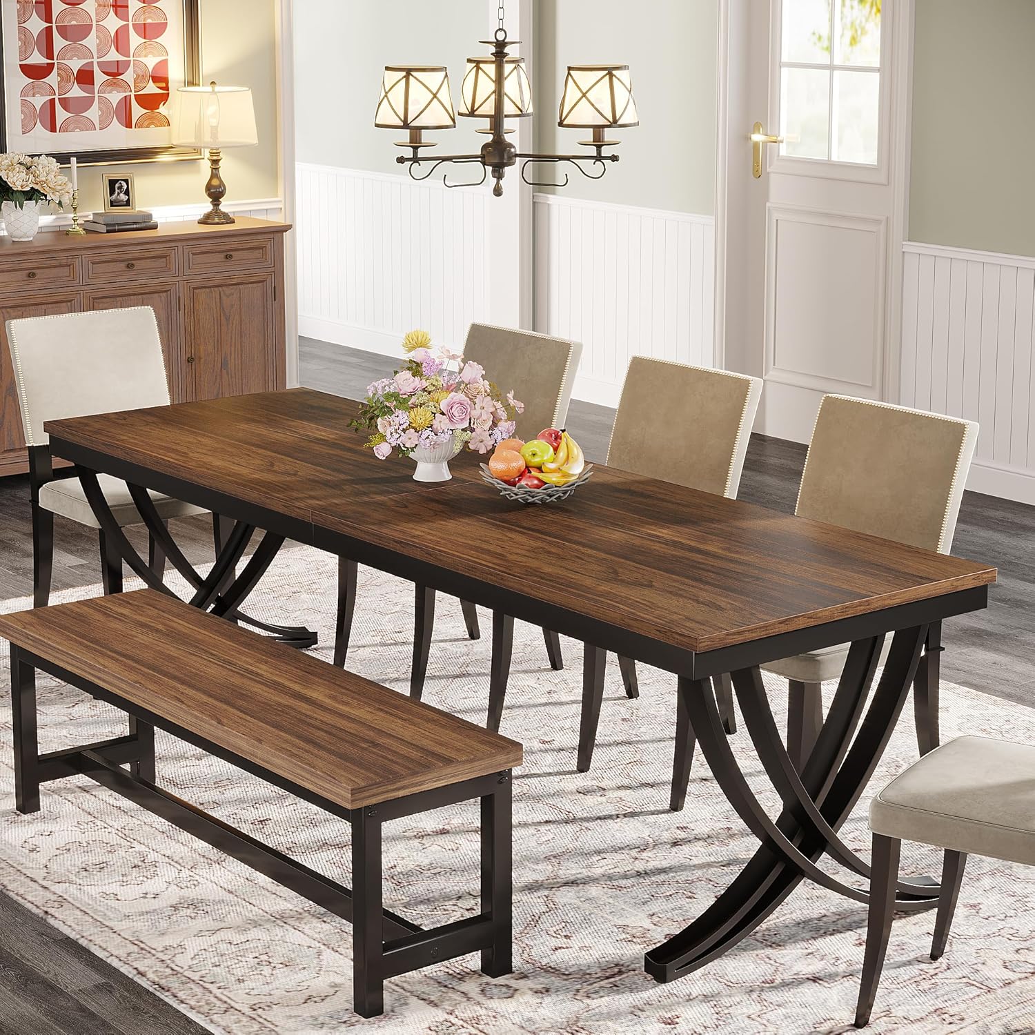 Tribesigns Mesa de comedor grande, Mesa de comedor rectangular para 6-8 personas