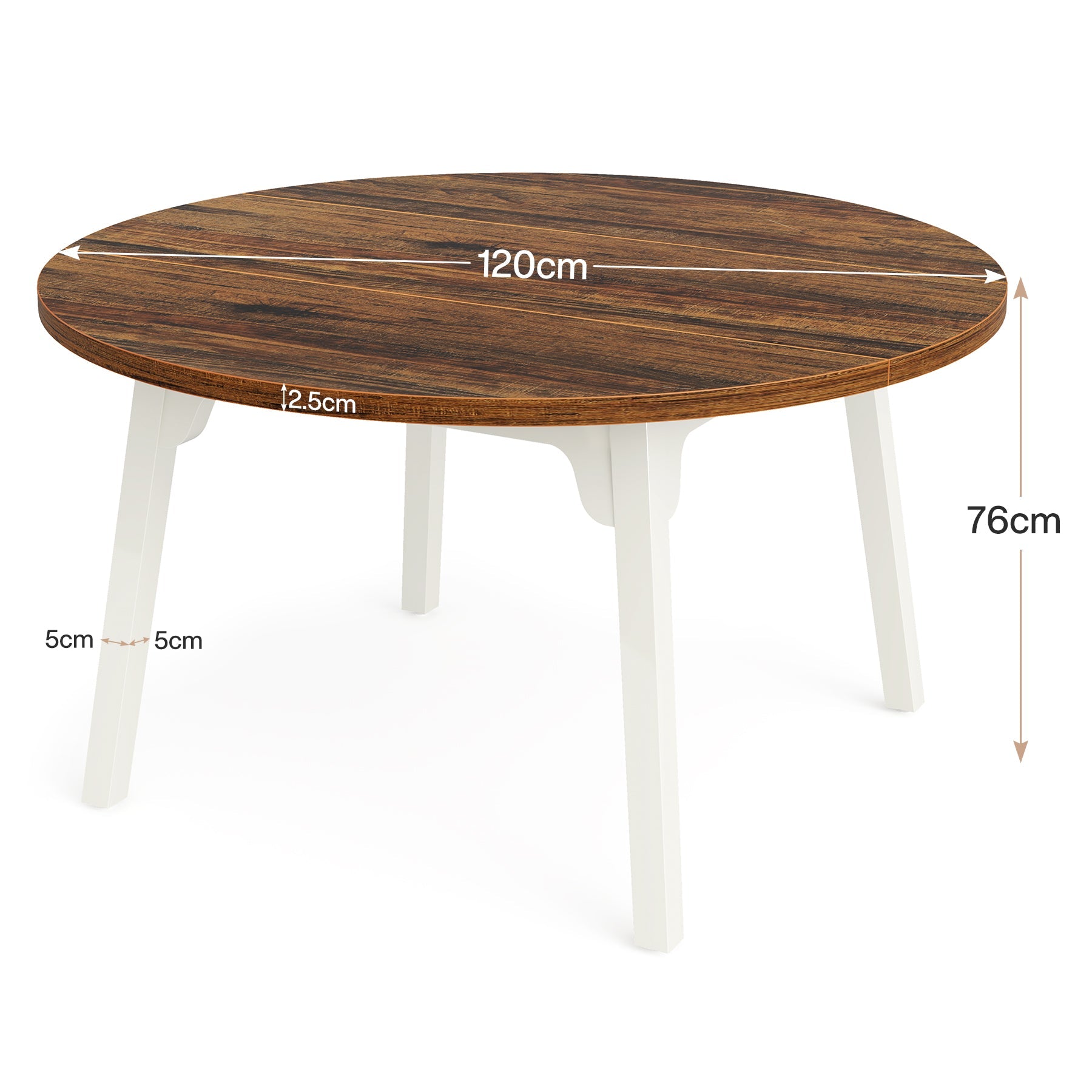 Tribesigns Mesa de comedor redonda para 4-6 personas, Mesa de comedor de granja de 47 pulgadas Mesa de cocina circular