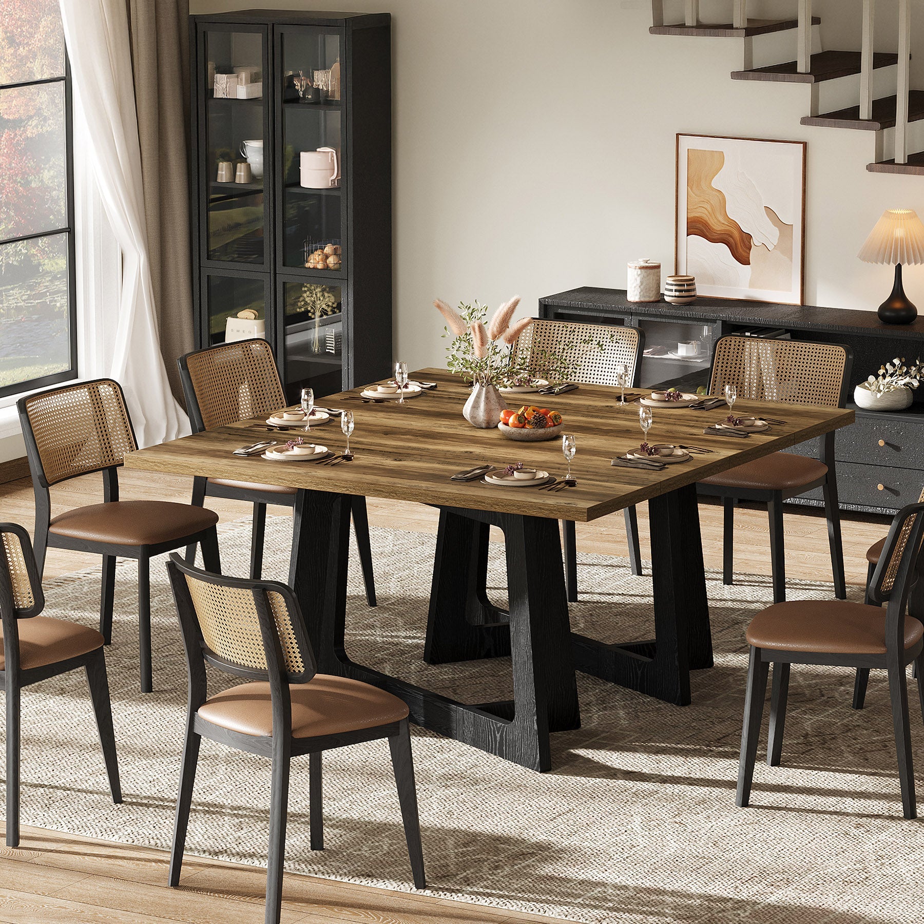 Tribesigns Mesa de comedor de 120 x 79 cm para 2-4 personas con base robusta