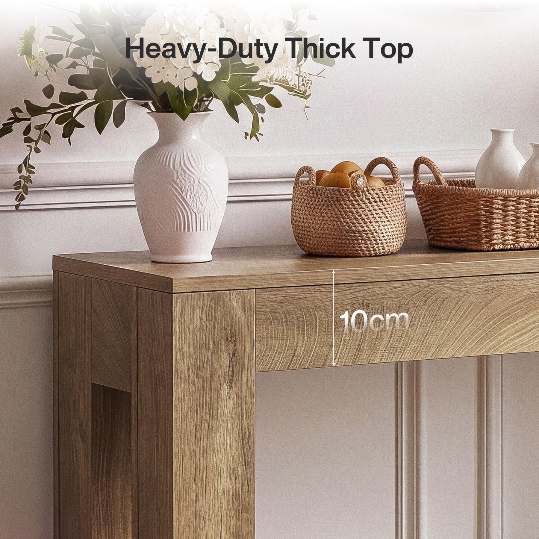 Tribesigns Mesa consola de 105 cm para estilo rústico, Mesa estrecha de madera para recibidor y zona de sofá