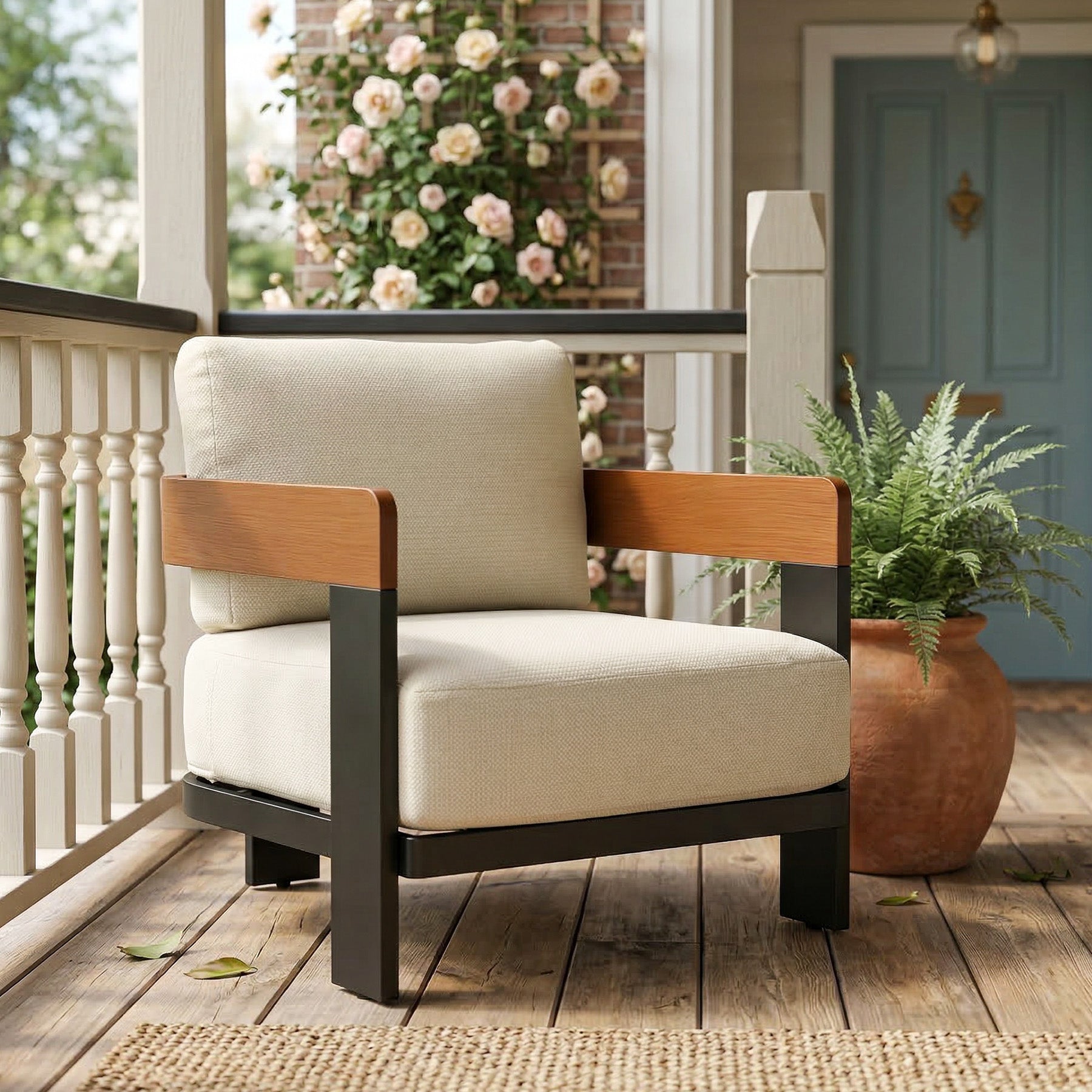 Tribesigns Tumbona de exterior, Sillón de patio con cojines y estructura de aluminio