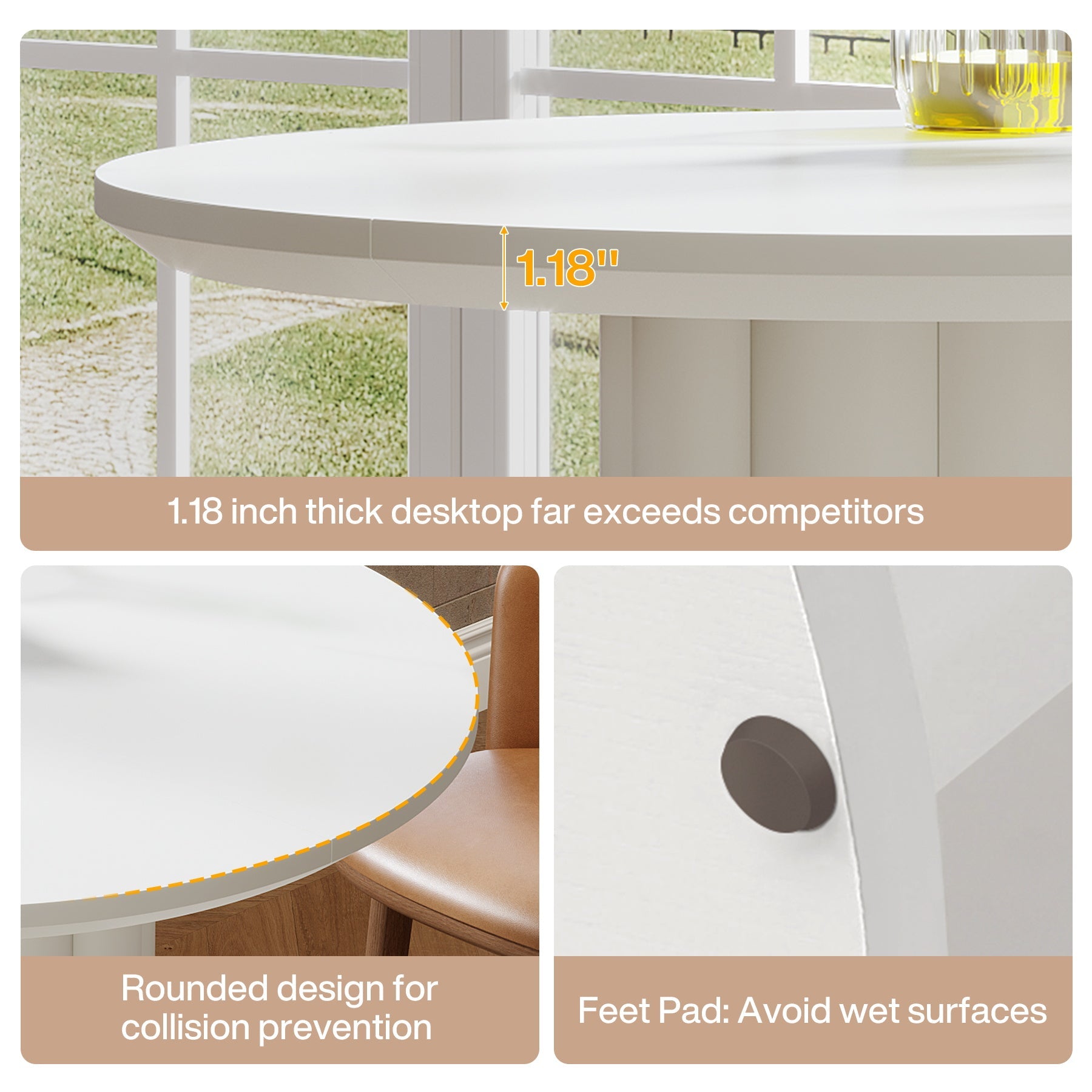 Tribesigns Mesa de bar redonda de 100 cm de alto con base de pedestal, Mesa alta de bar