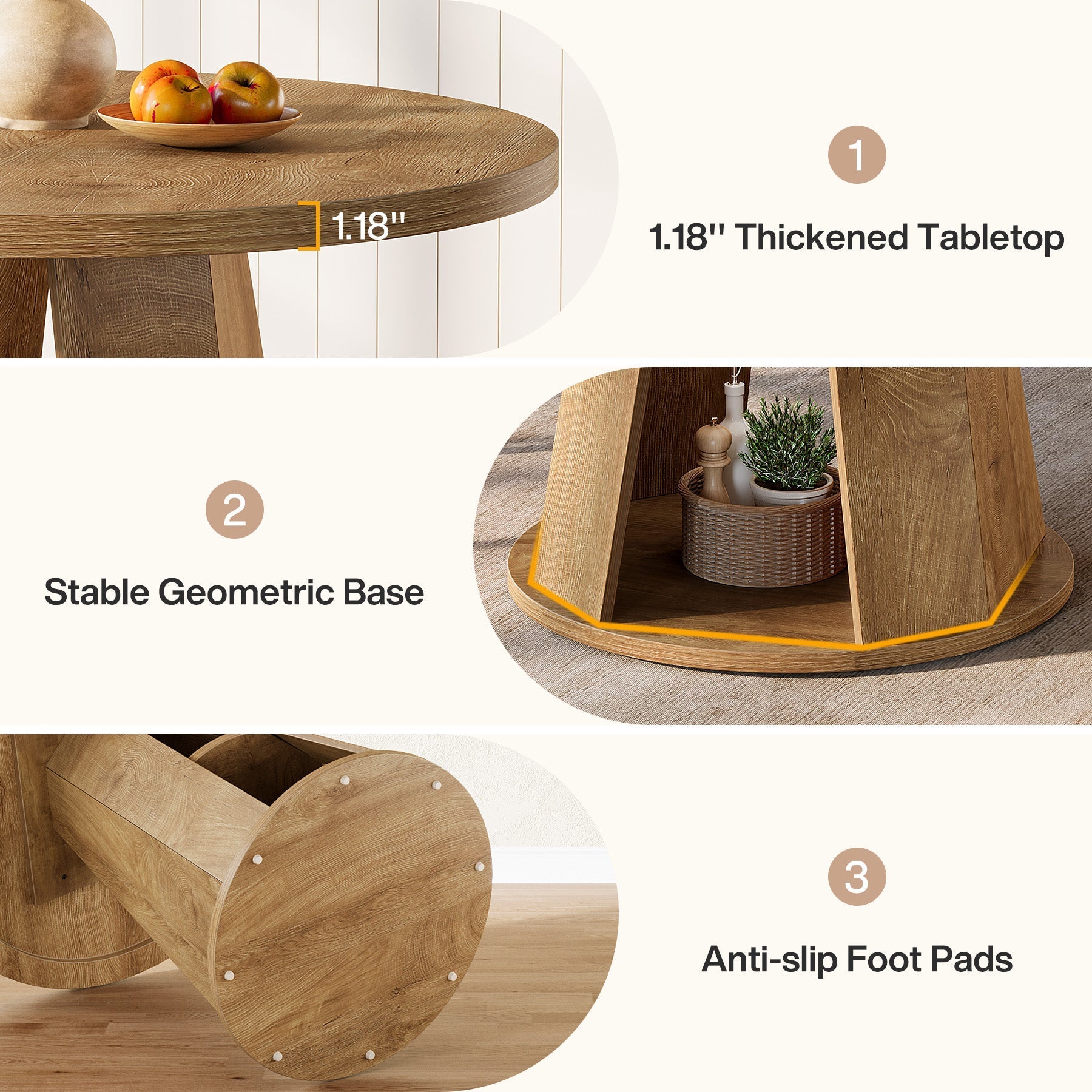 Tribesigns Mesa de comedor redonda de 80 cm para 2-4 personas, Mesa de cocina pequeña