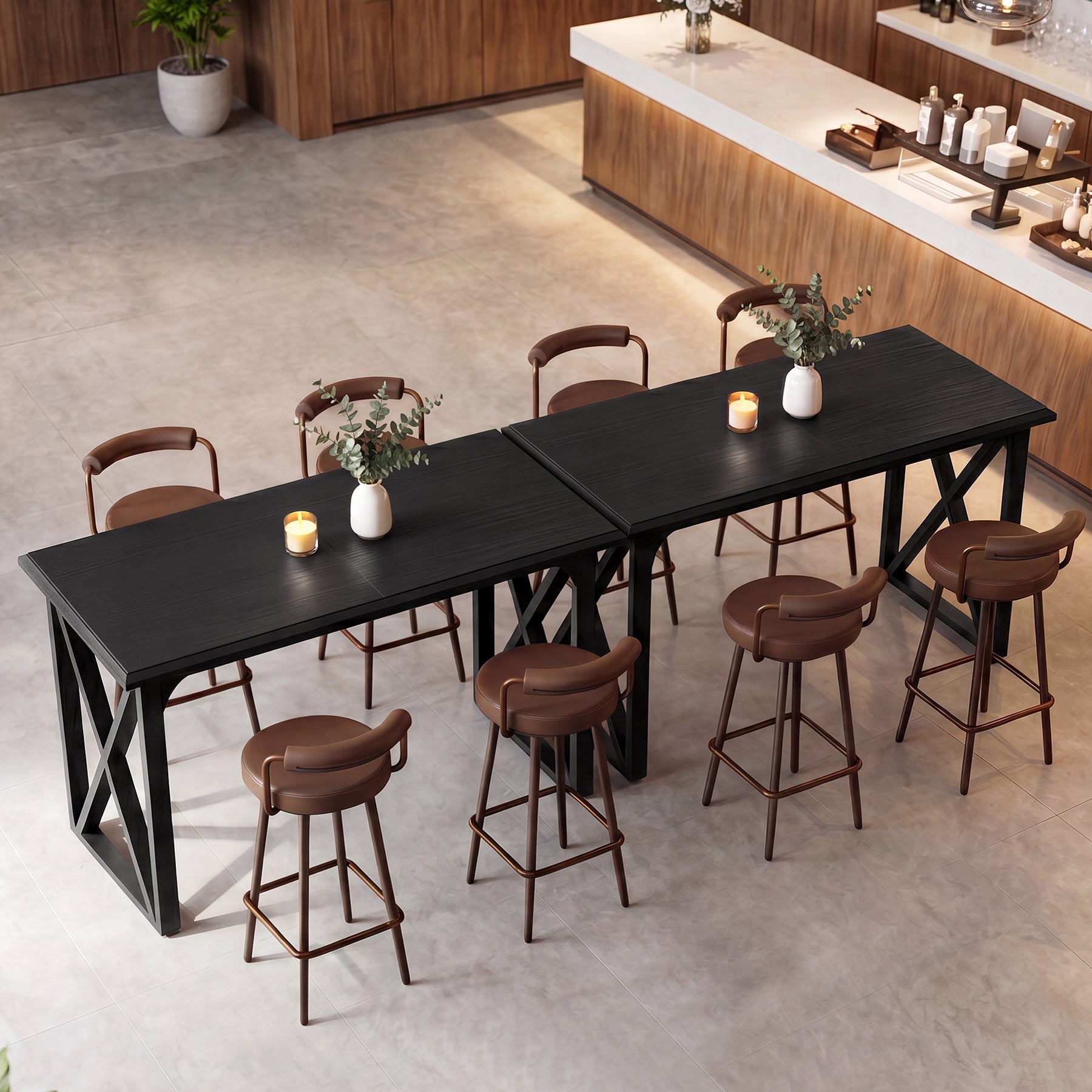 Tribesigns Mesa alta de 140 cm de estilo industrial con estructura metálica en forma de X para 2-4 personas