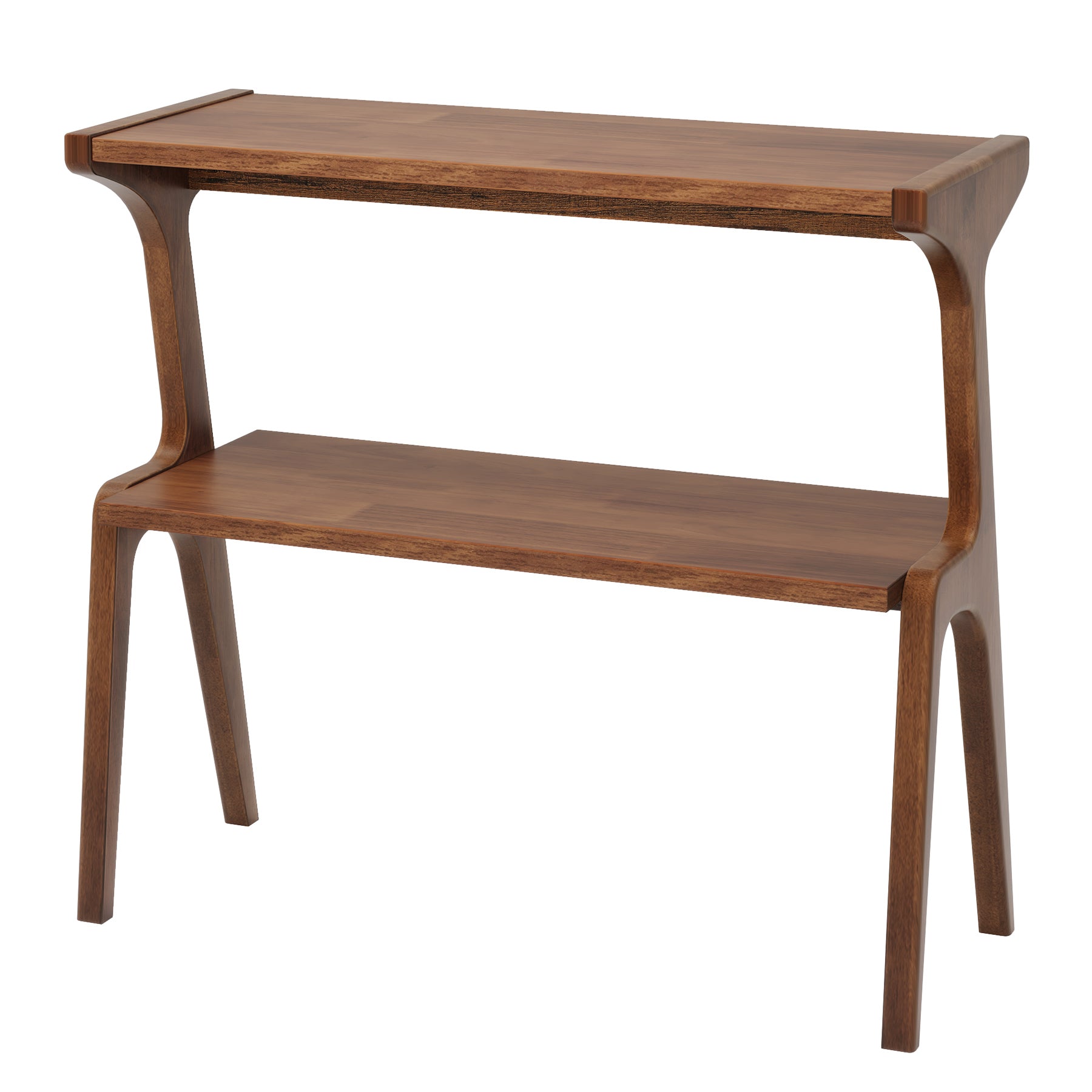 Tribesigns Mesa de centro estrecha, Mesa de centro delgada de 2 niveles con estante de almacenamiento