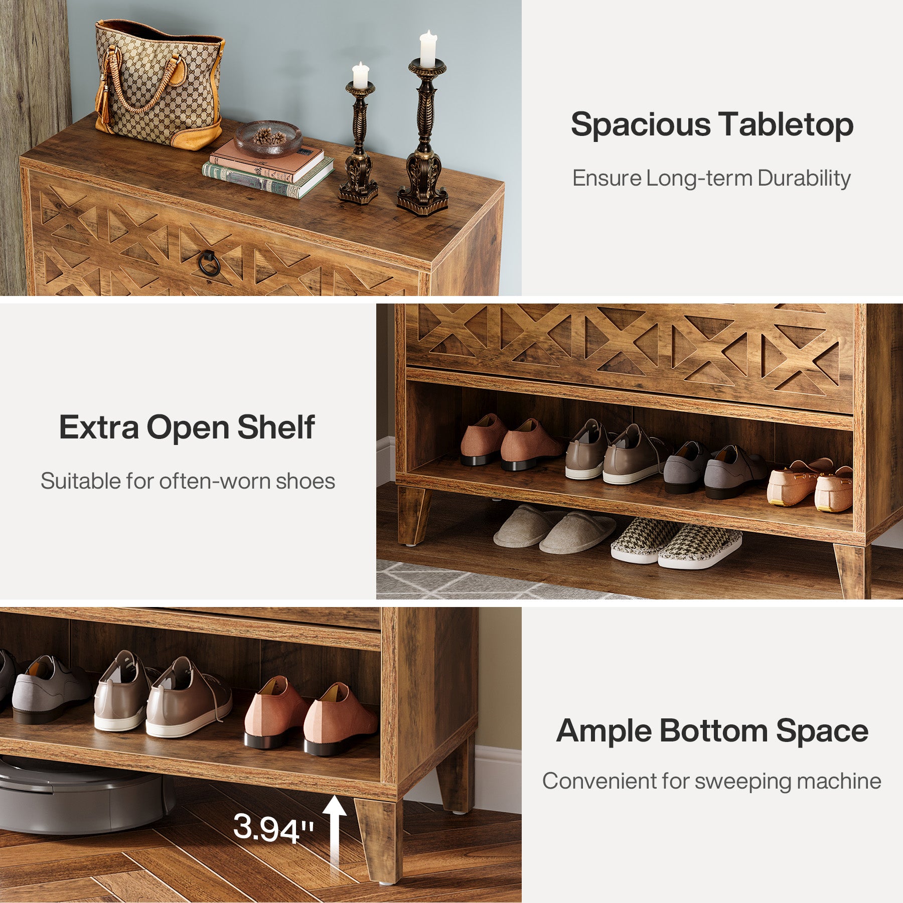 Tribesigns Organizador de zapatos de 80 cm con 2 cajones plegables