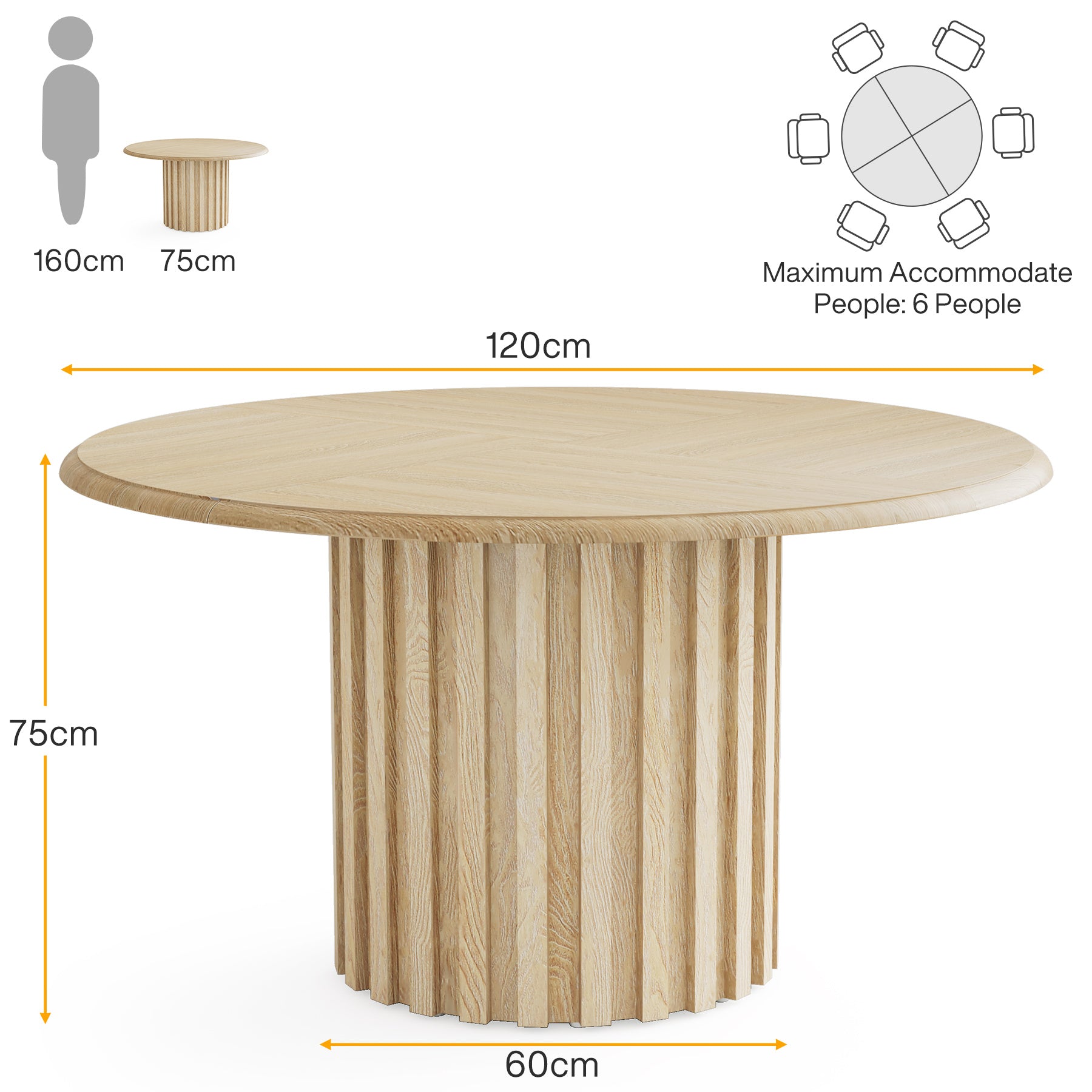 Tribesigns Mesa de comedor redonda de 120 cm, Moderna mesa de cocina redonda para 4 personas