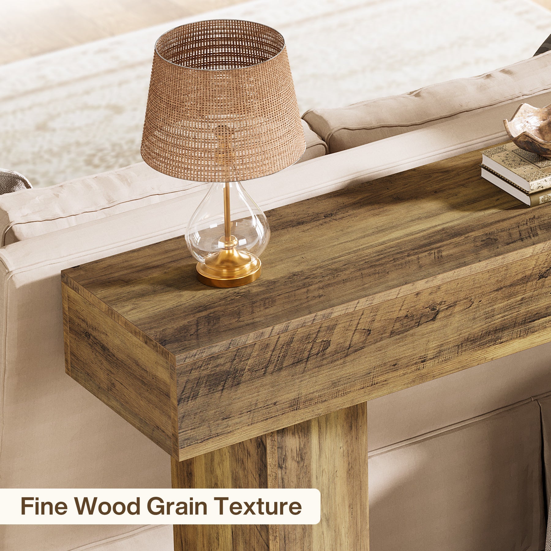 Tribesigns Mesa consola larga de 160 cm, Mesa auxiliar estrecha detrás del sofá