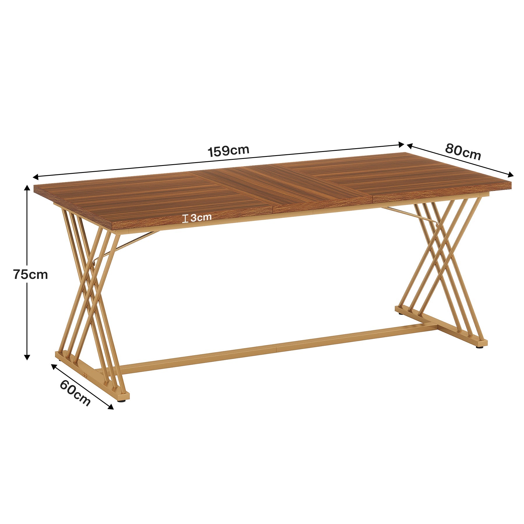 Tribesigns Escritorio de trabajo, mesa de ordenador moderna con estructura de metal dorado