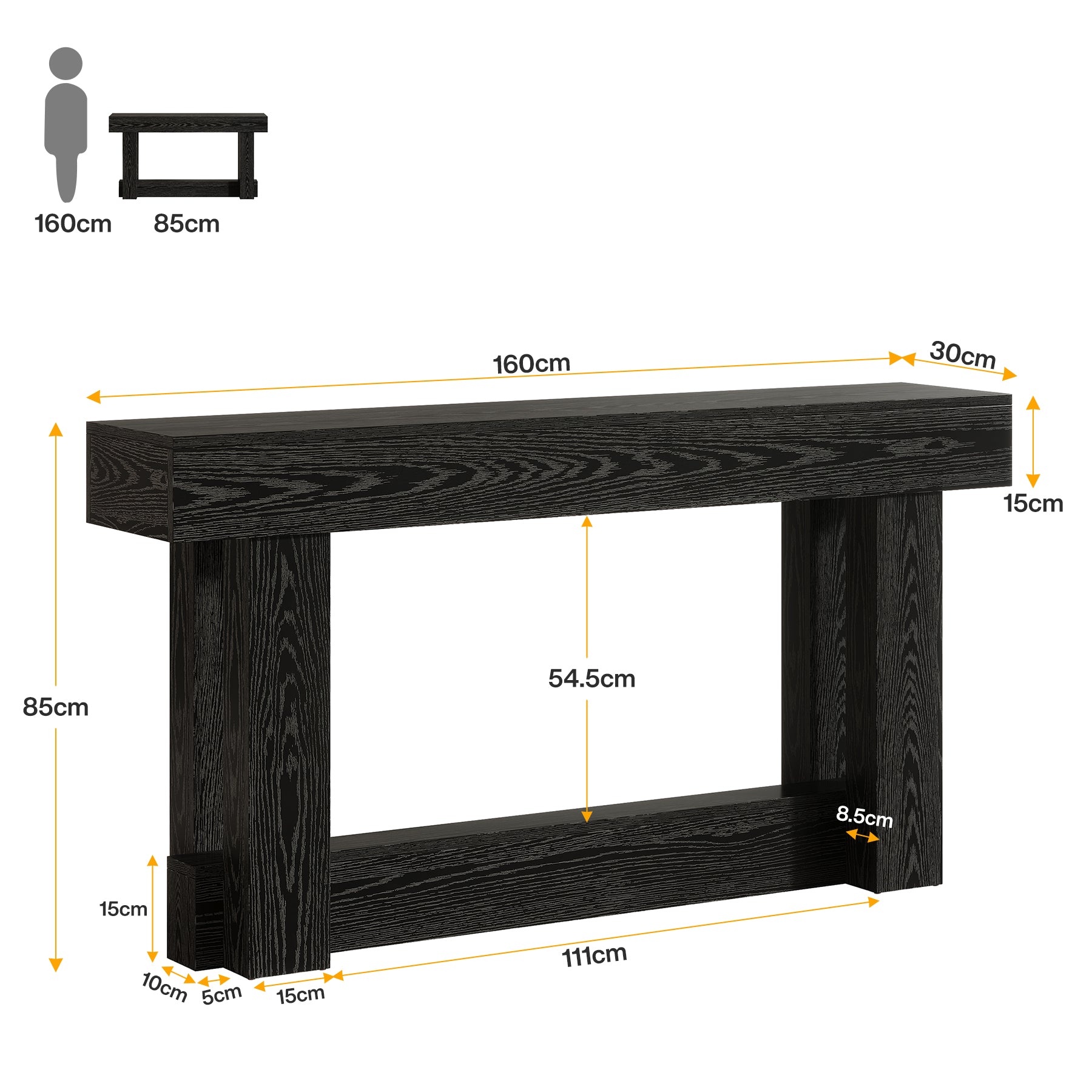 Tribesigns Consola de madera de 160 cm, Mesa de entrada rústica de 2 niveles