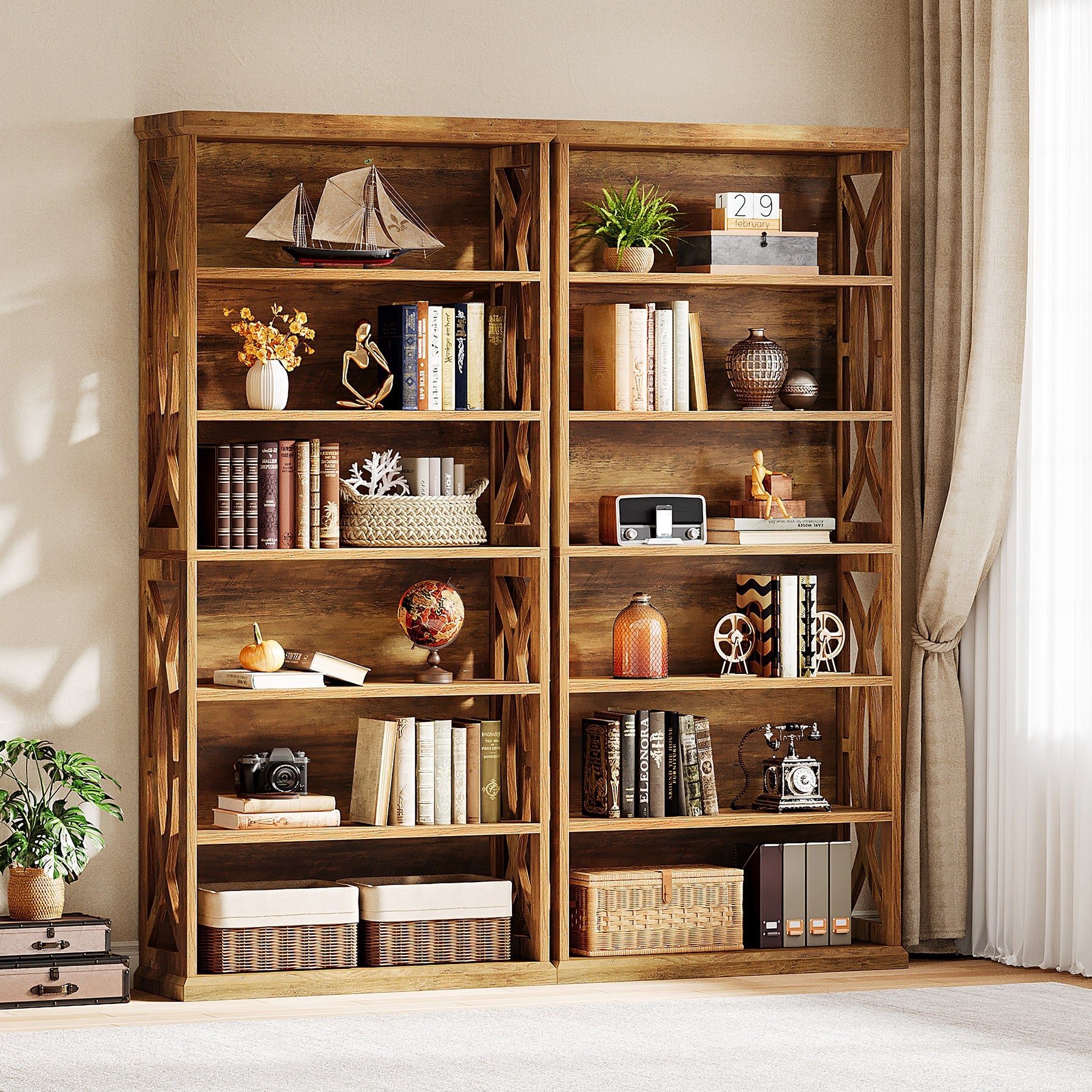 Tribesigns Estantería industrial de 180 cm, Mueble robusto de 6 niveles para salón