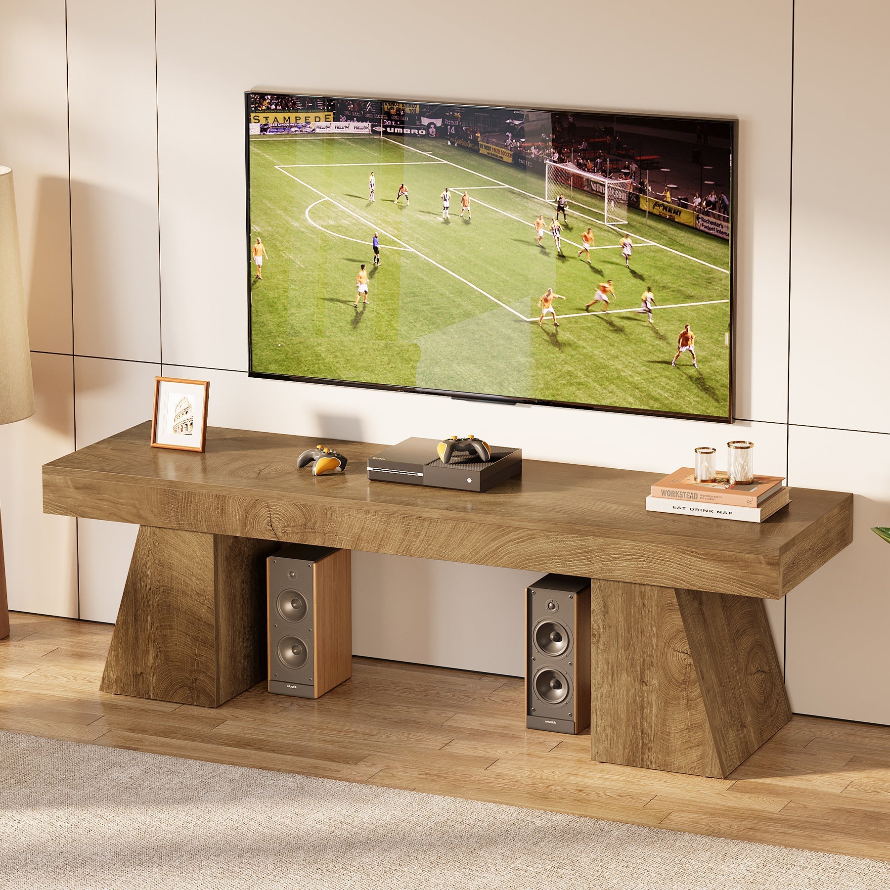 Tribesigns Mueble bajo para TV de 160 cm para televisores de hasta 75 pulgadas, Mueble para TV con base geométrica