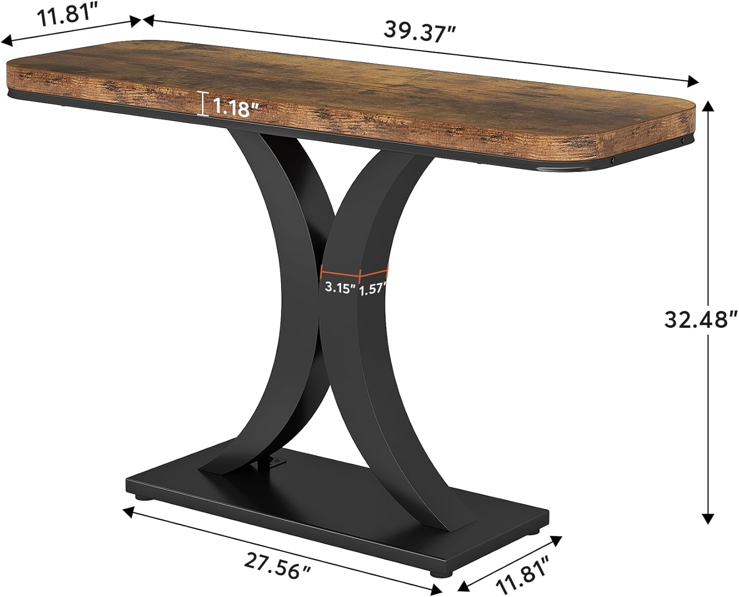 Tribesigns Mesa consola de 40", mesa de vestíbulo de entrada estrecha con base geométrica