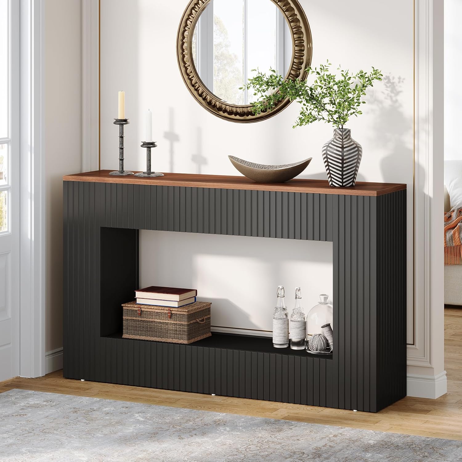 Tribesigns Mesa Consola Moderna, Muebles de Pasillo Mesa de Sofá Estrecha con Almacenamiento