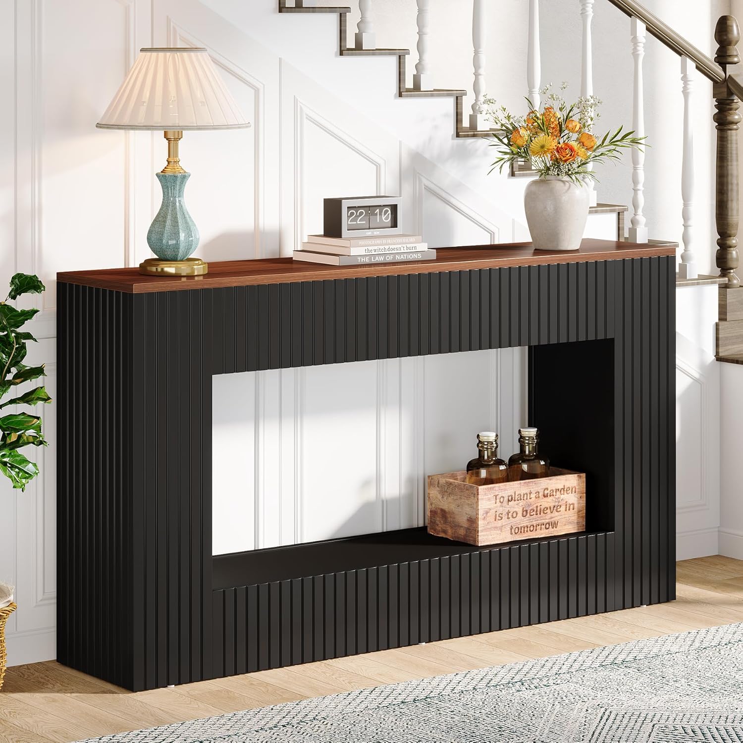 Tribesigns Mesa Consola Moderna, Muebles de Pasillo Mesa de Sofá Estrecha con Almacenamiento