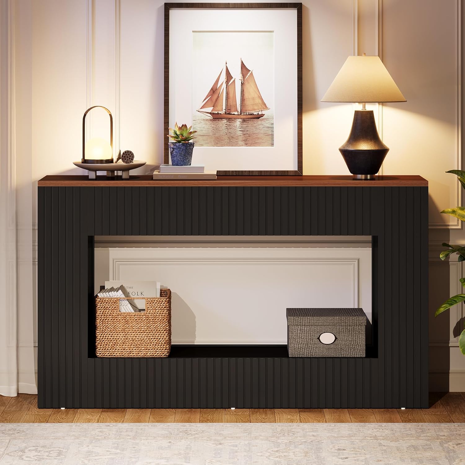 Tribesigns Mesa Consola Moderna, Muebles de Pasillo Mesa de Sofá Estrecha con Almacenamiento