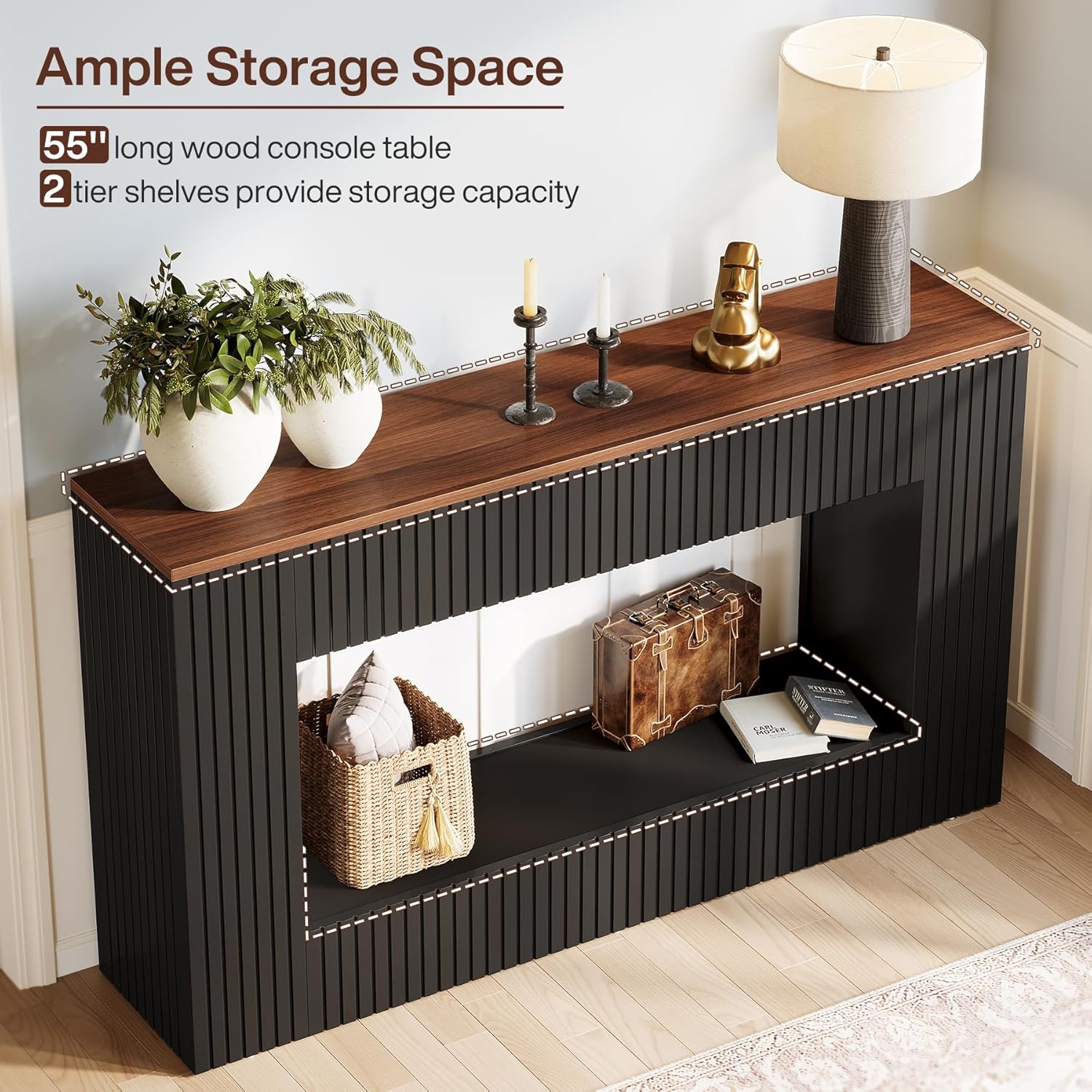 Tribesigns Mesa Consola Moderna, Muebles de Pasillo Mesa de Sofá Estrecha con Almacenamiento