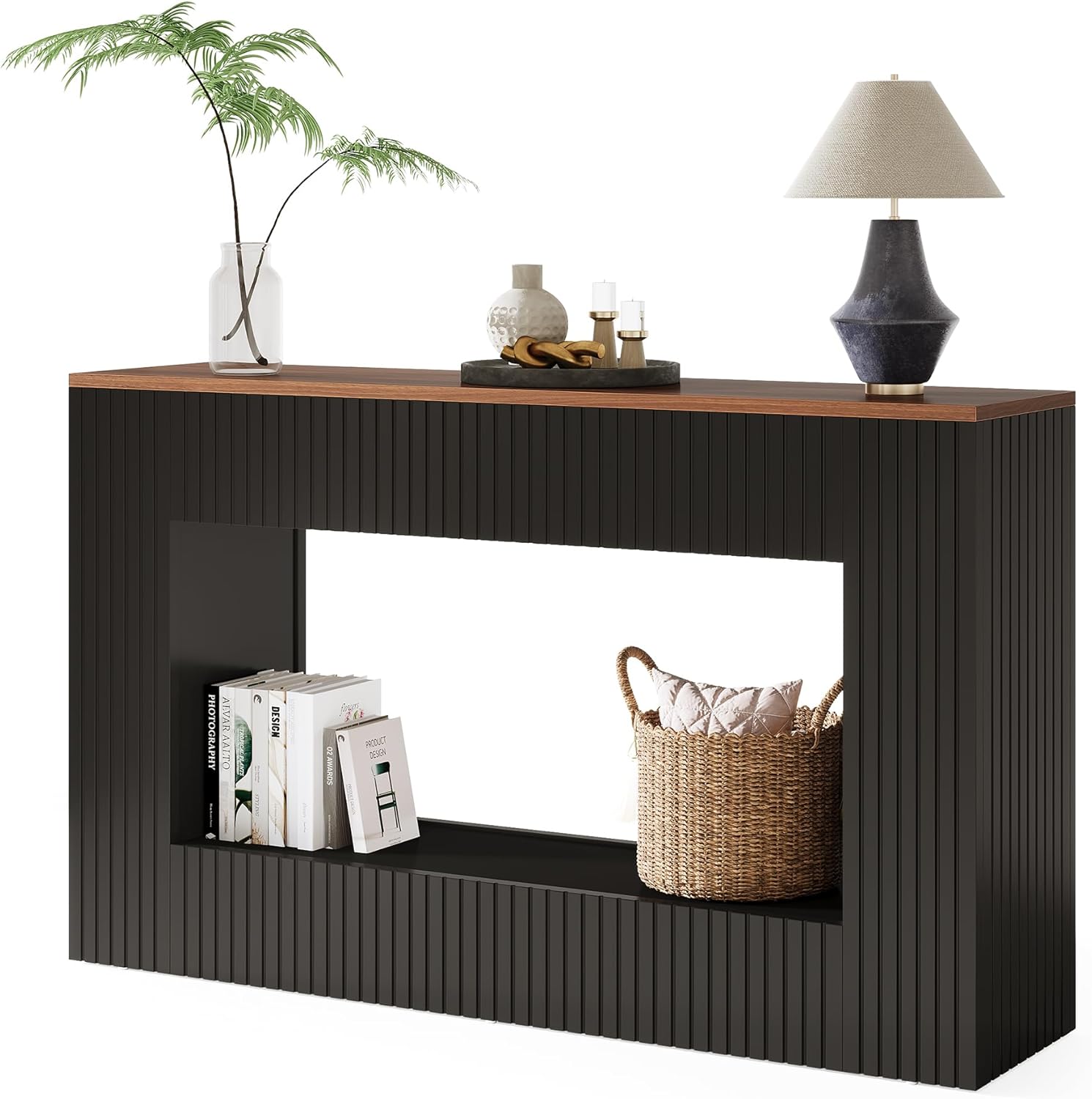 Tribesigns Mesa Consola Moderna, Muebles de Pasillo Mesa de Sofá Estrecha con Almacenamiento