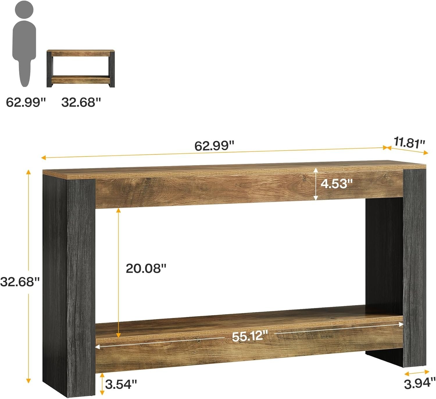 Tribesigns Mesa Consola de 160 cm de largo para entrada, Mesa de entrada de madera rústica para salón