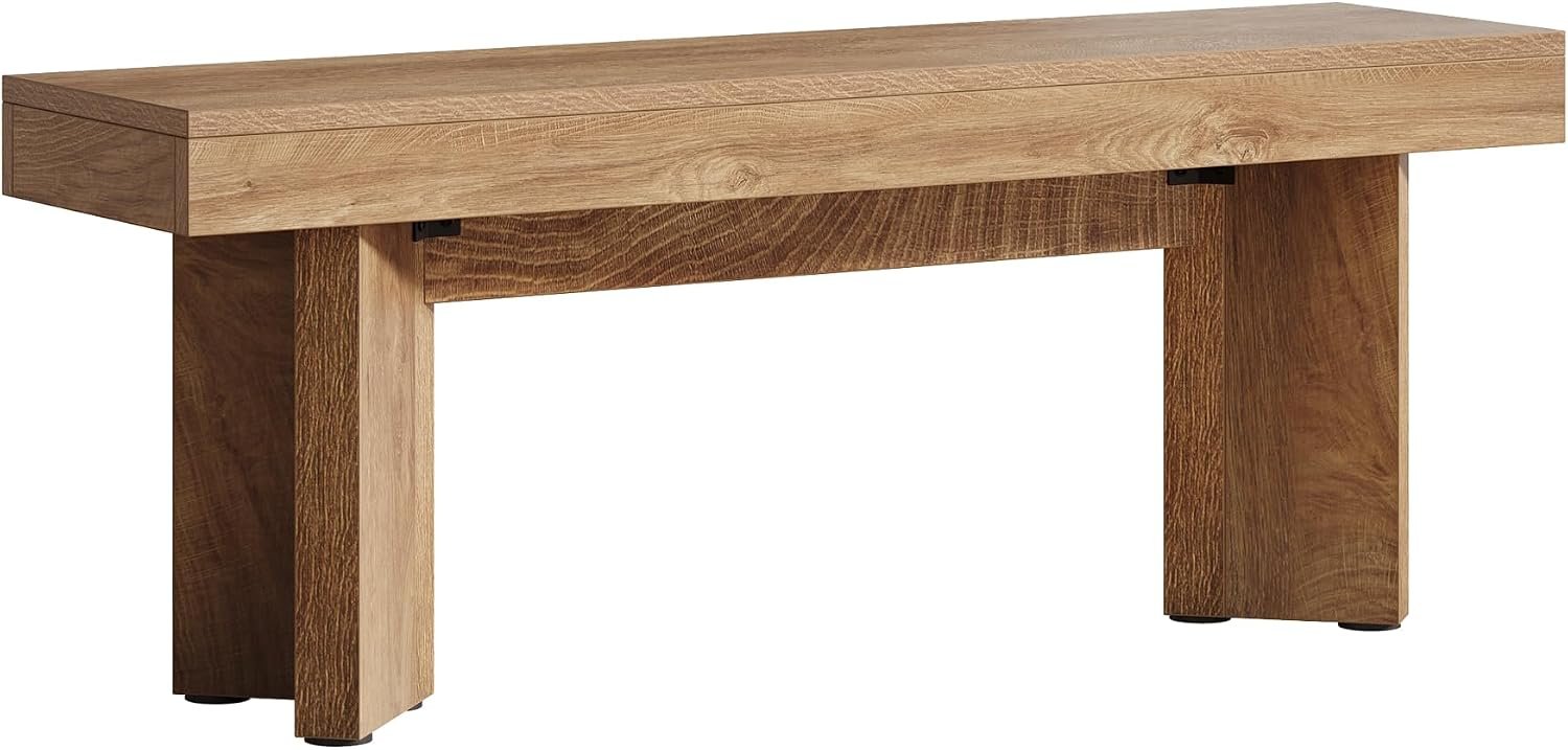 Tribesigns Banco de madera de 120 cm, Estilo rústico industrial, color marrón, banco para zapatos de madera
