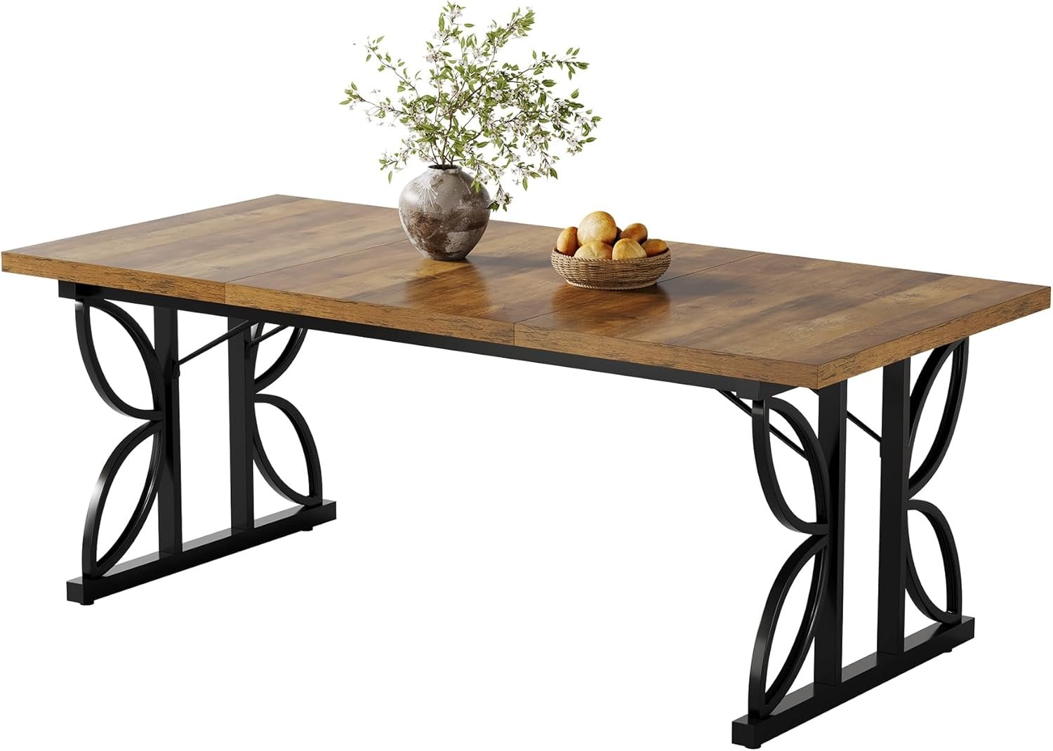 Tribesigns Mesa de comedor rectangular, Mesa de cocina industrial para 6-8 personas