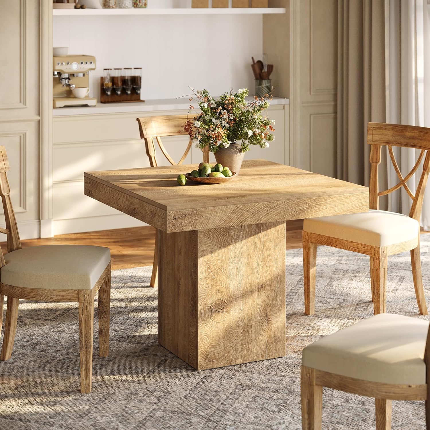 Tribesigns Mesa Comedor de 100 cm, Mesa Cocina Cuadrada para 4 Personas para Comedor