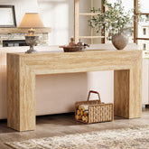 Tribesigns Mesa de centro de 160 cm con aspecto de travertino, Consola esbelta para recibidor y salón con estructura estable 3