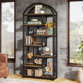 Tribesigns Librería de estilo industrial de 180 cm, Estantería independiente de 7 niveles con estructura de metal 3