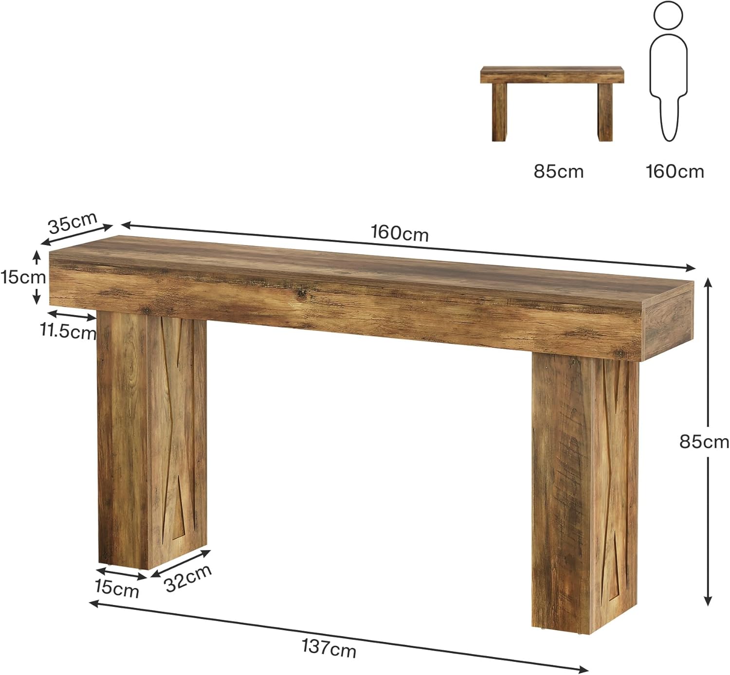 Tribesigns Mesa consola estrecha de 160 cm, Moderna mesa de sofá para pasillo