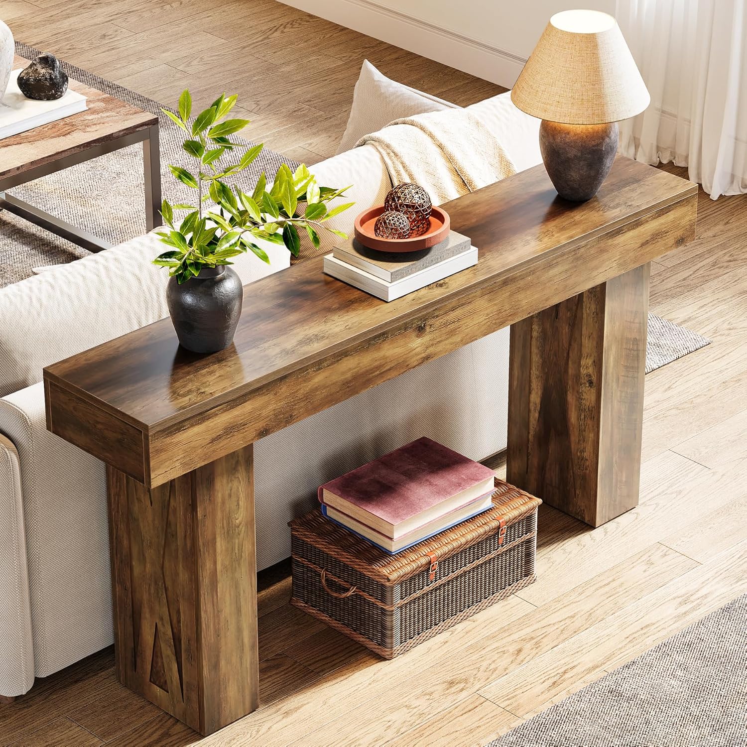 Tribesigns Mesa consola estrecha de 160 cm, Moderna mesa de sofá para pasillo