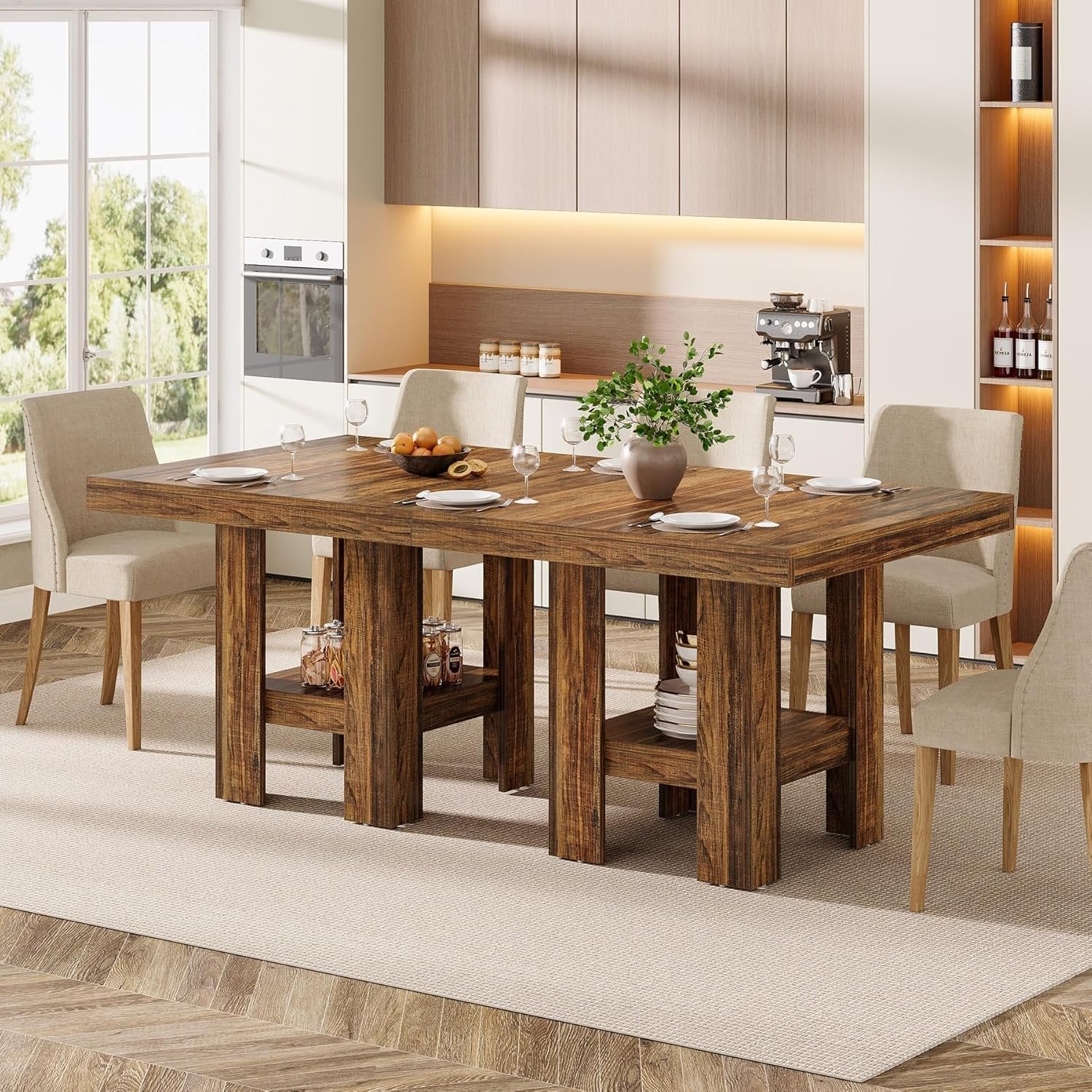 Tribesigns Mesa de comedor para 2 personas, 80 x 80 x 75 cm, Cuadrada estilo industrial