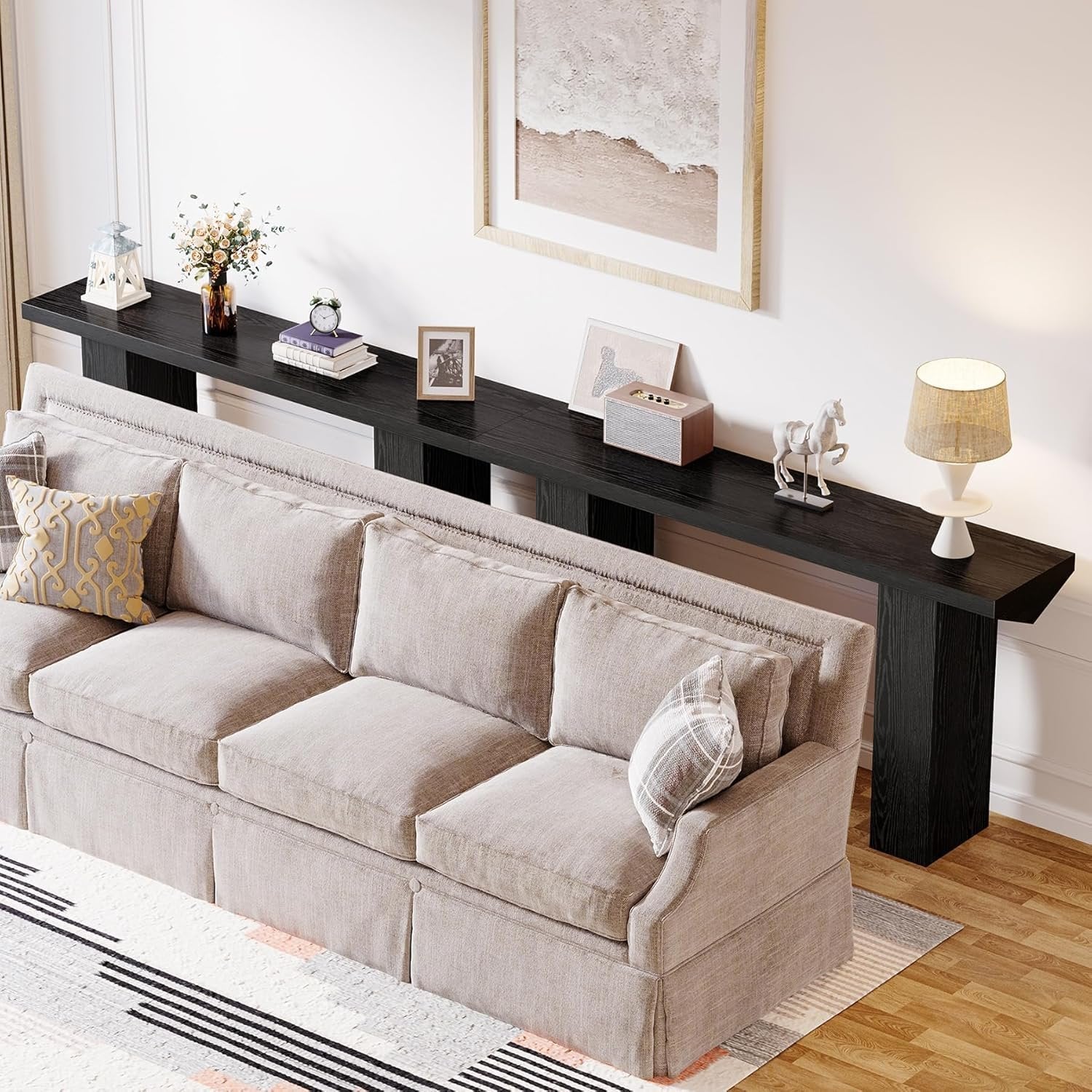 Tribesigns Mesa consola para entrada, Mesa de sofá de madera de estilo rústico detrás del sofá