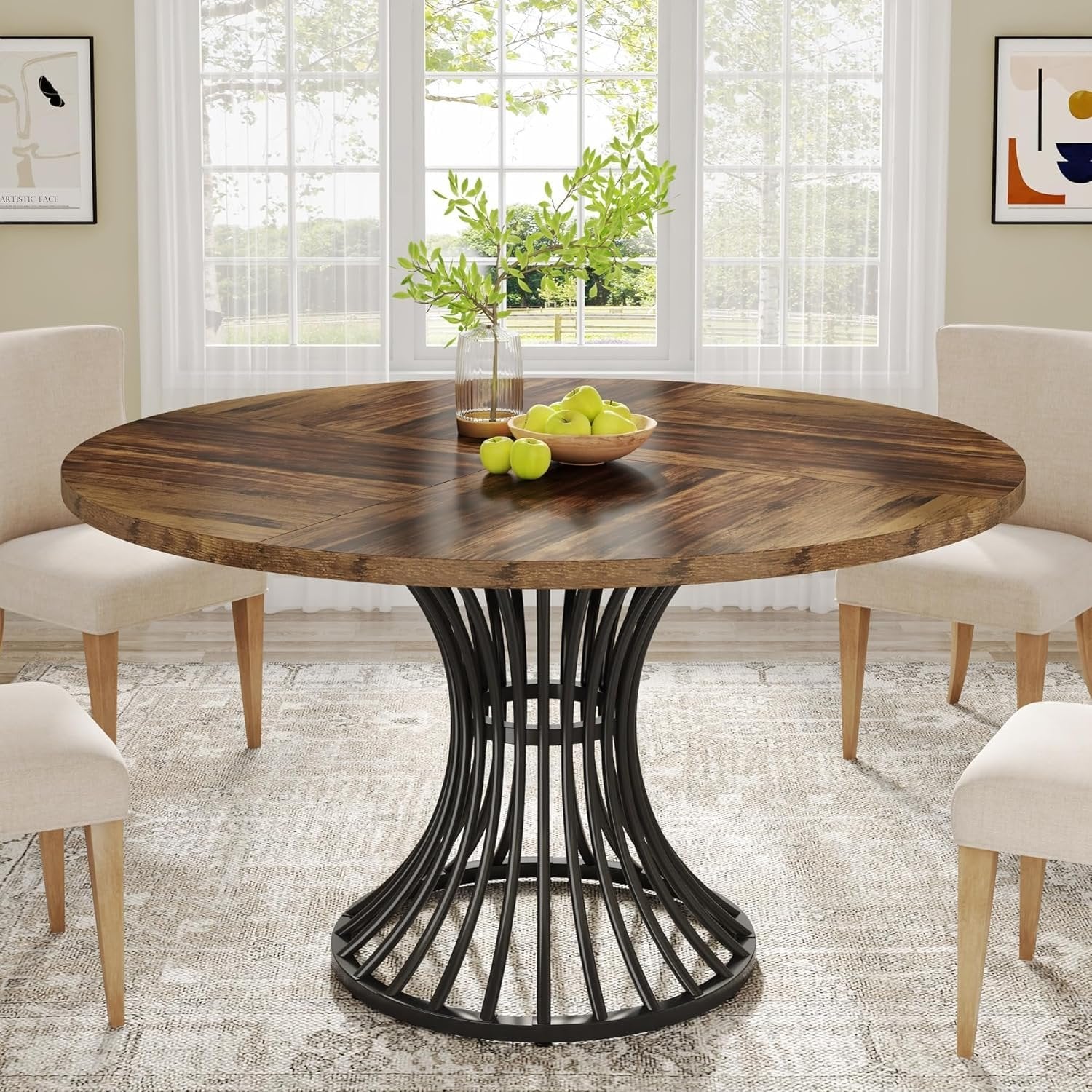 Tribesigns Mesa de comedor redonda para 4 – 6 personas, Mesa de comedor