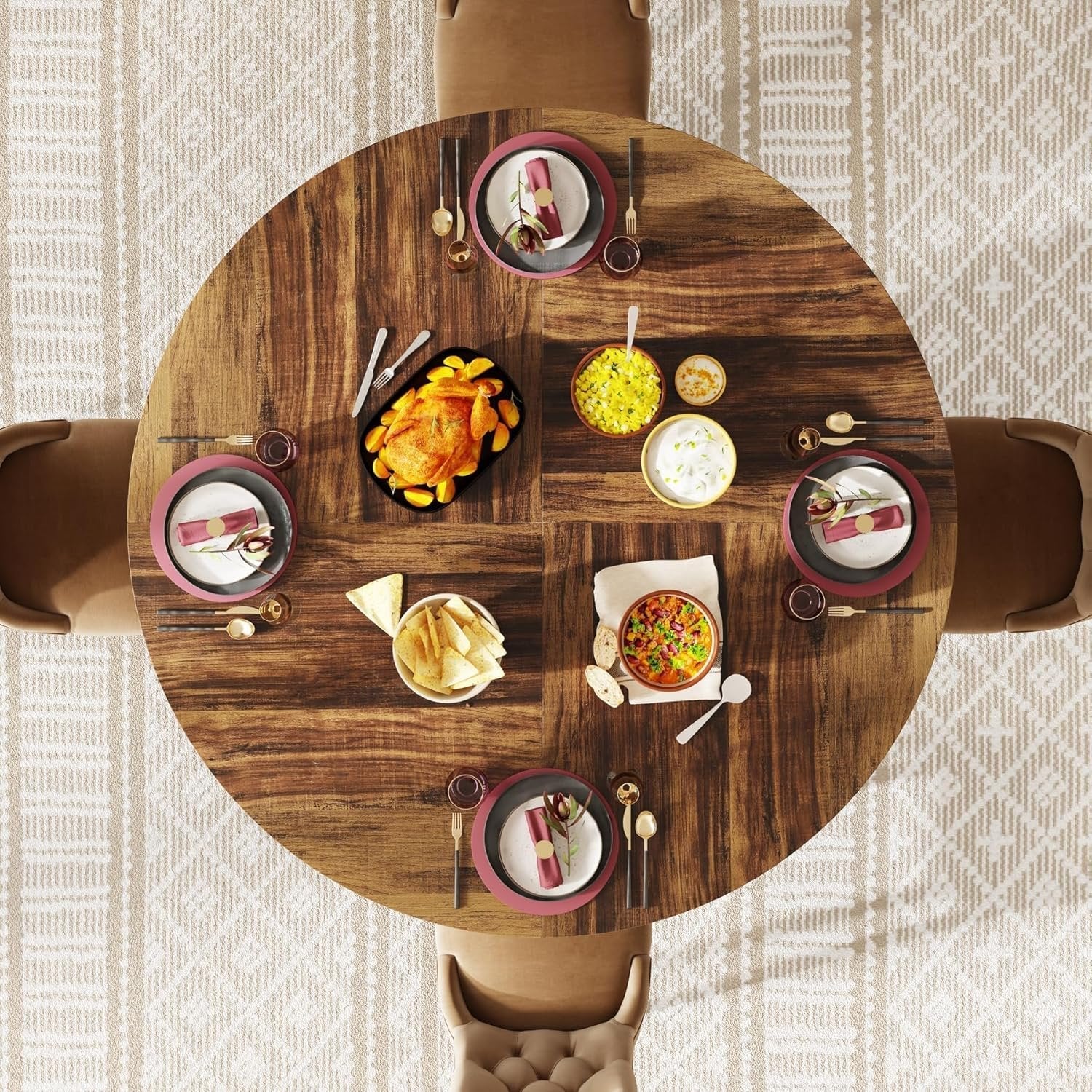 Tribesigns Mesa de comedor redonda para 4 – 6 personas, Mesa de comedor