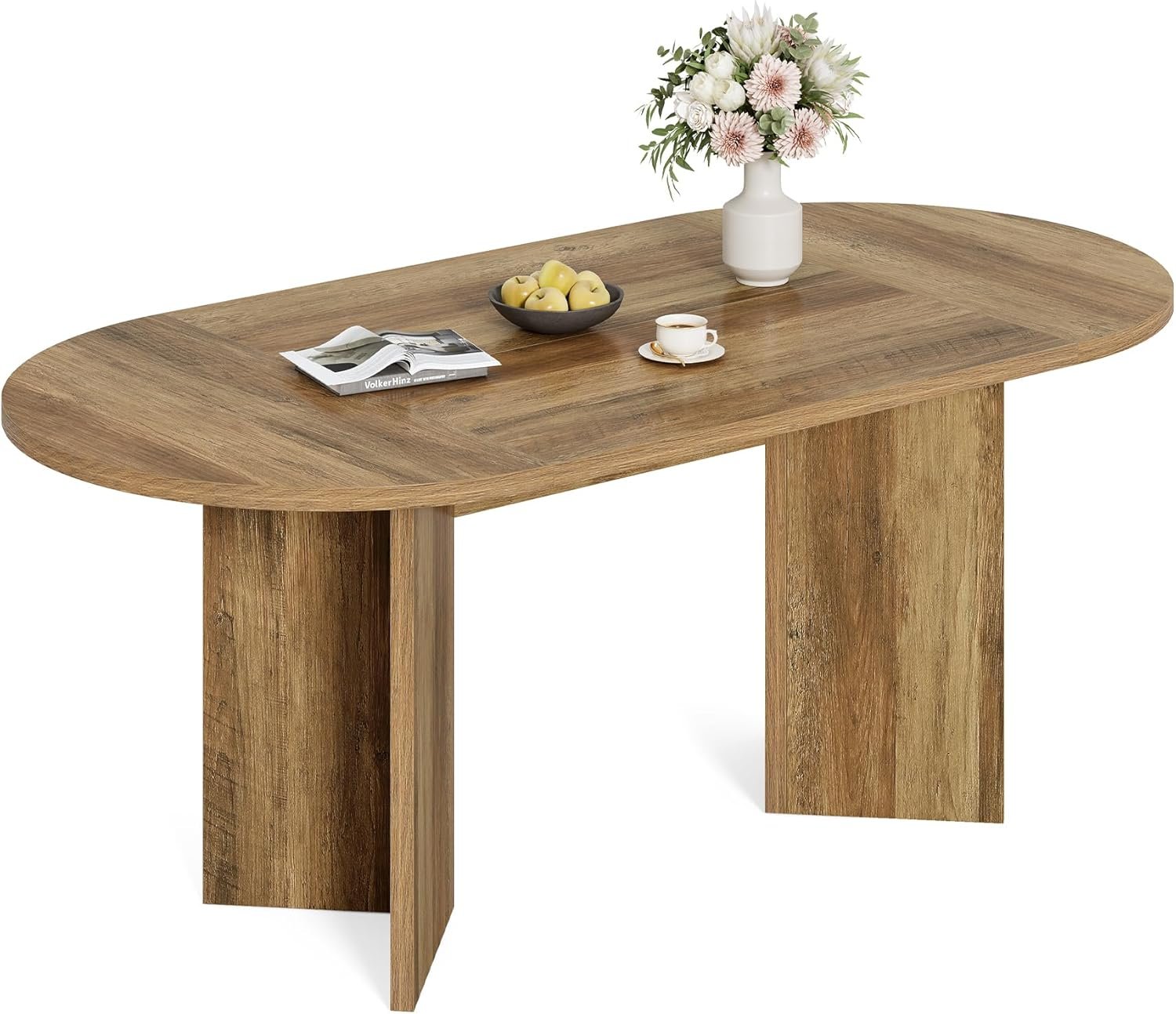 Tribesigns Mesa de comedor ovalada rústica de 160 cm para 4-6 personas