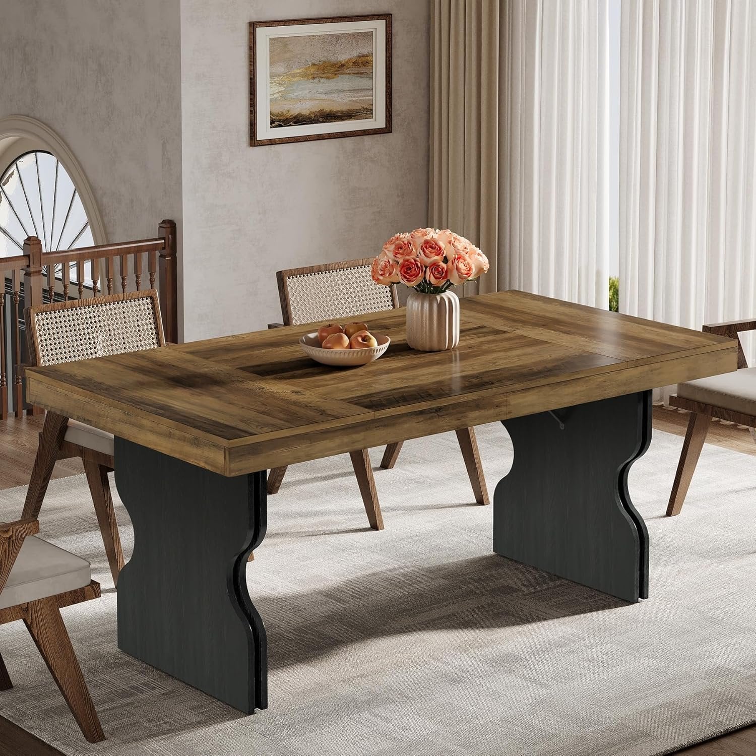 Tribesigns Mesa de comedor rectangular rústica de 160 cm para 4-6 personas