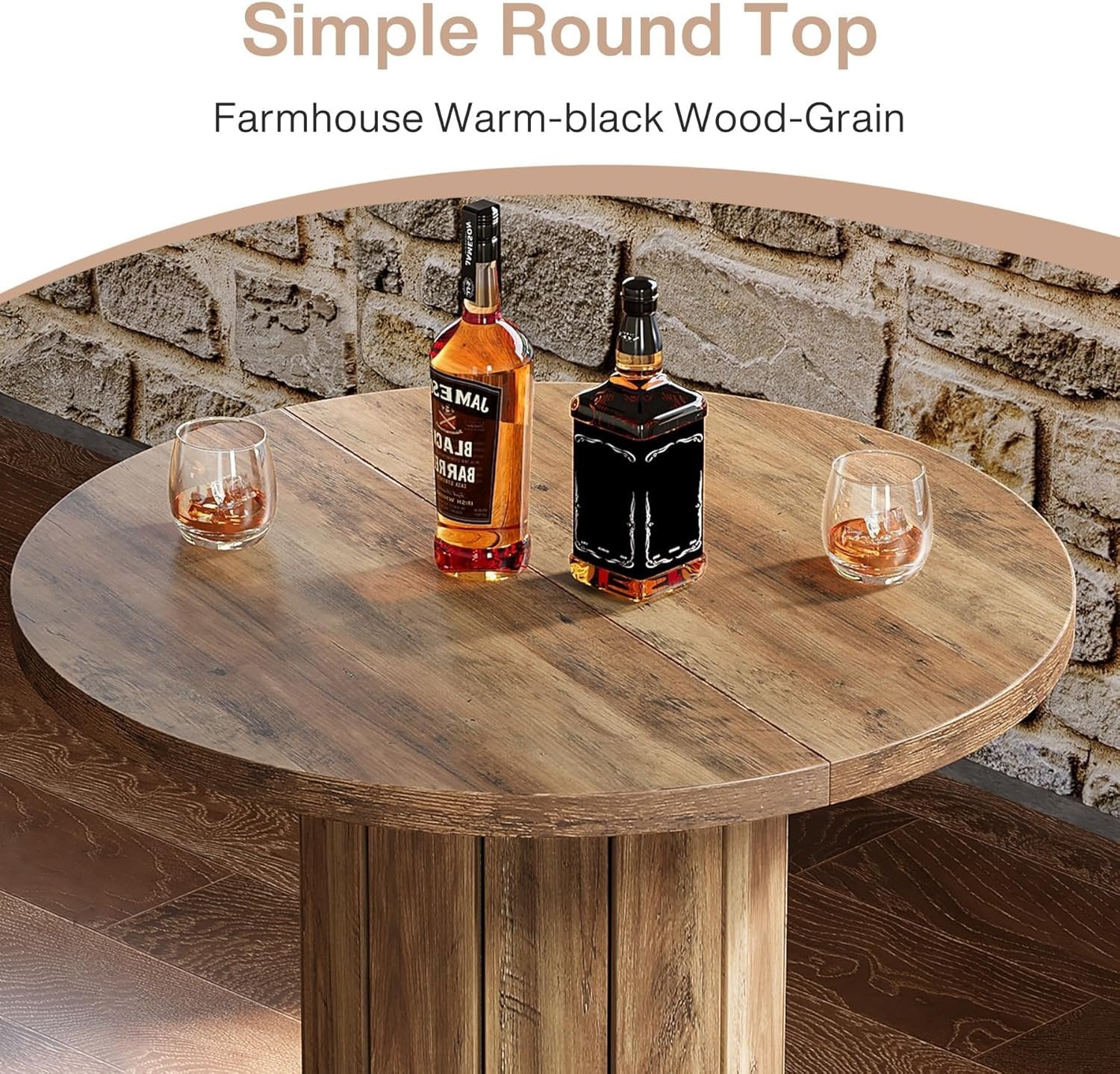 Tribesigns Mesa alta de 100 cm de alto, Mesa alta redonda Mesa de 80 x 80 cm para cocina