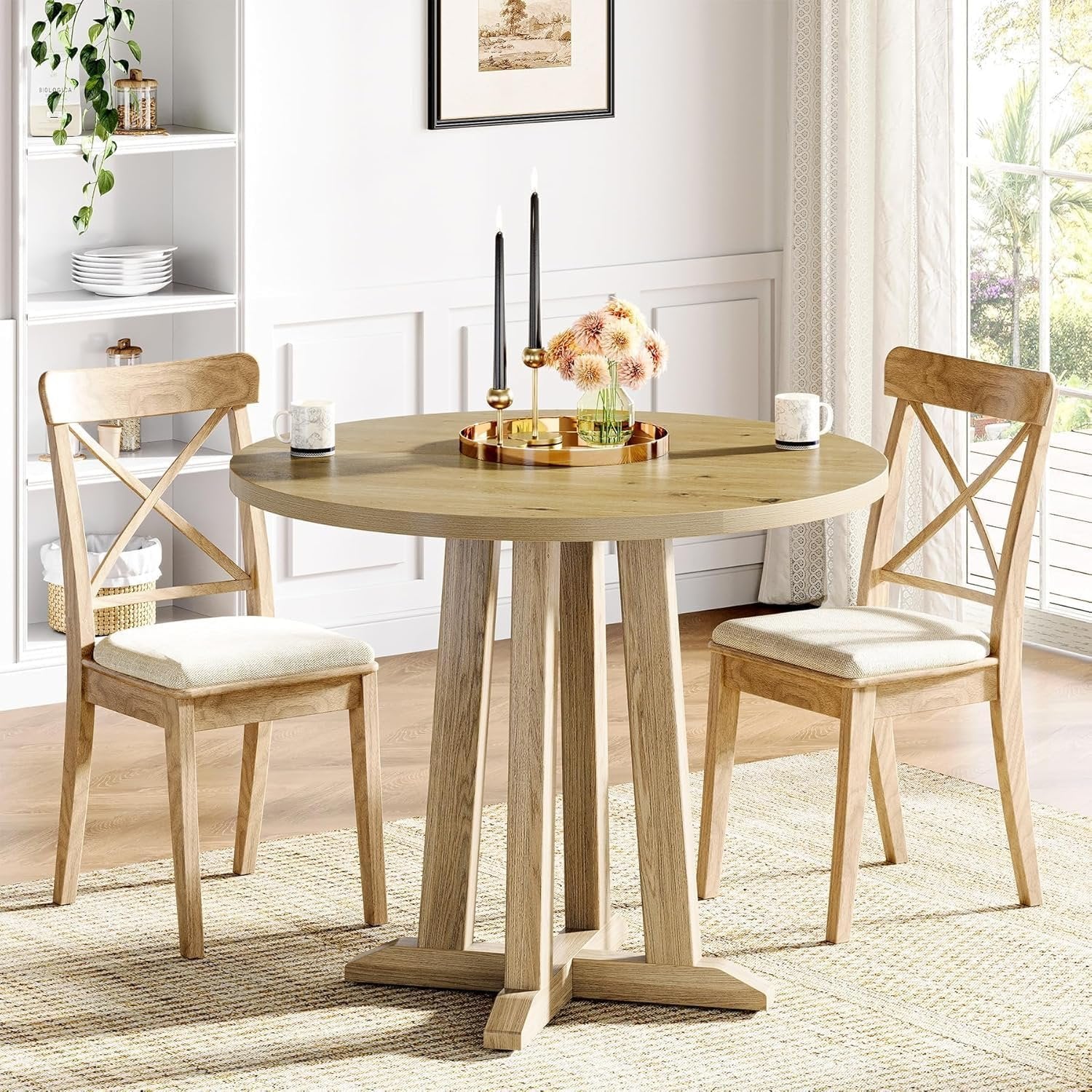 Tribesigns Mesa de comedor redonda, Mesa de cocina para comedor y sala de estar Mesas de comedor de 80 cm