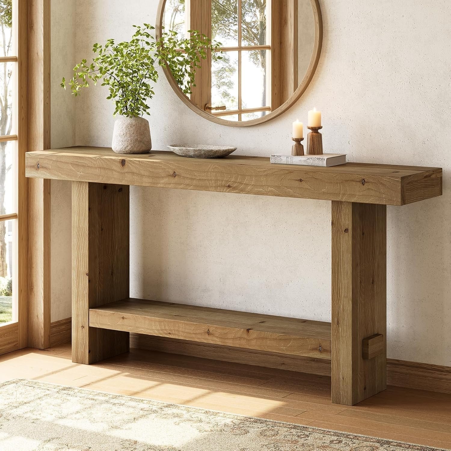Tribesigns Mesa consola extralarga, Mesa de entrada con tablero de mesa ancho y base doble estable para salón