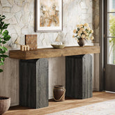 Tribesigns Mesa de recibidor de 160 cm de largo, Estilo rústico con dos patas curvas 3